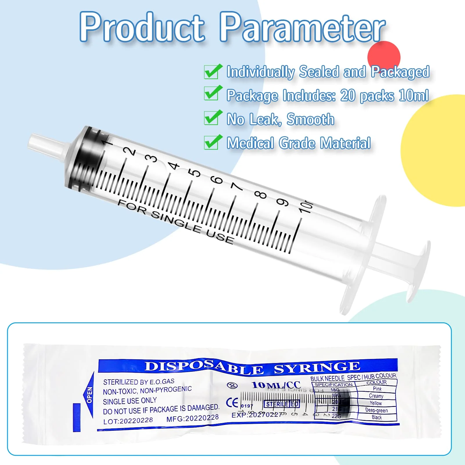 Dacitiery Pack of 20 Syringes, 10 ml Needleless Sterile Syringes for Small Pet Feeding, Scientific Laboratories, Plant Watering, Industrial Precision Application - Image 3