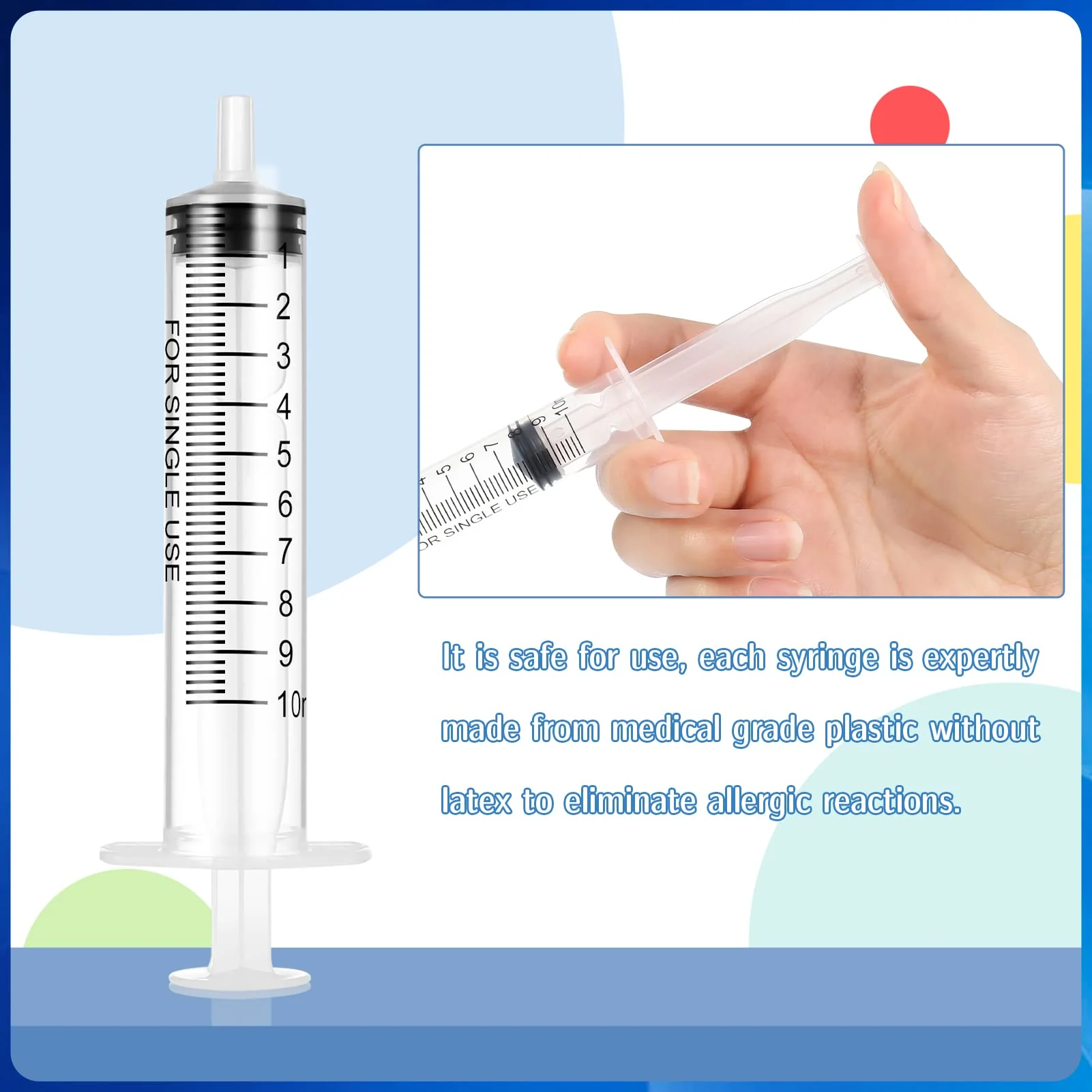 Dacitiery Pack of 20 Syringes, 10 ml Needleless Sterile Syringes for Small Pet Feeding, Scientific Laboratories, Plant Watering, Industrial Precision Application - Image 5