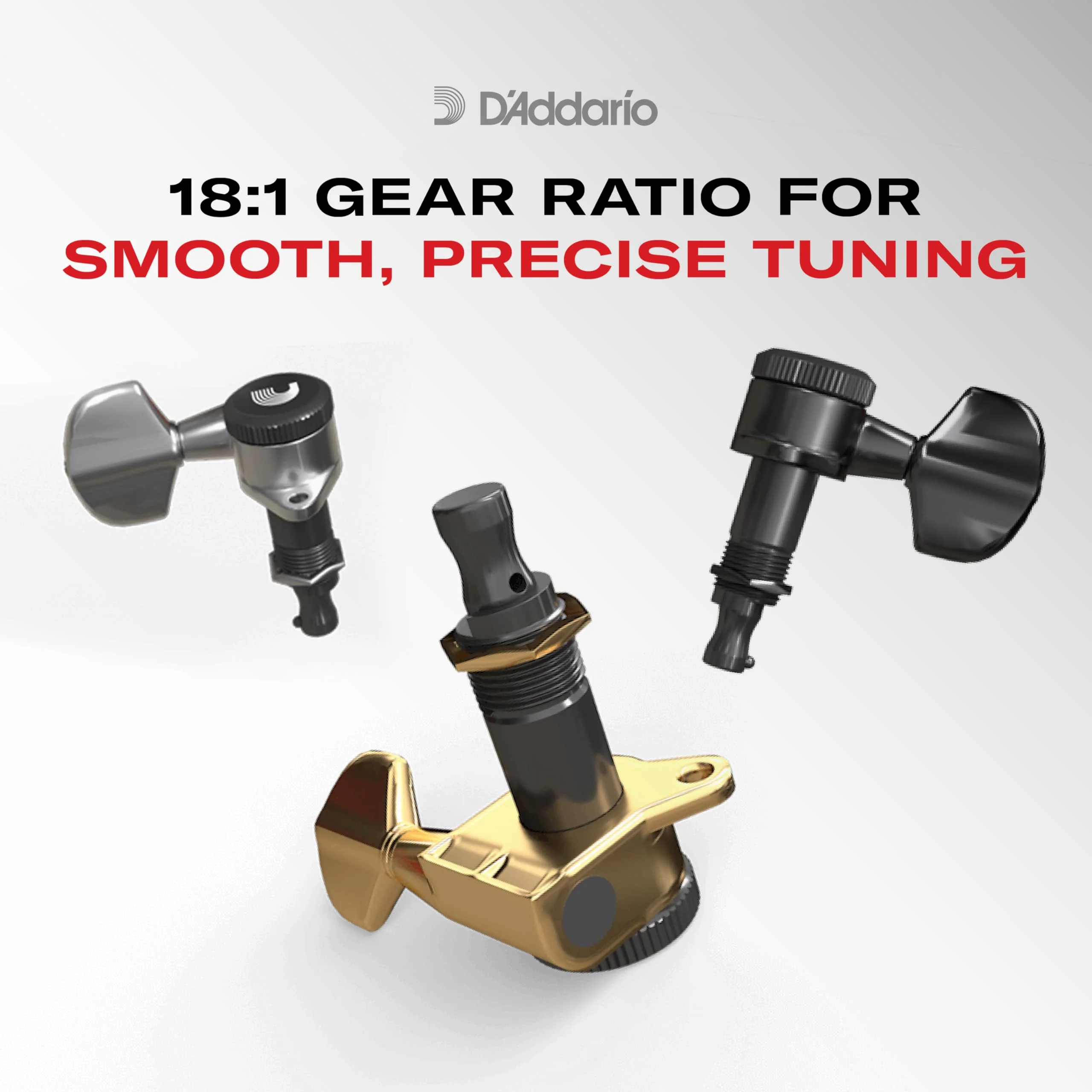 D'Addario Accessories Auto-Trim Tuning Machines - Locking Tuners for Guitars - 6 In Line Setup, Black - Image 4