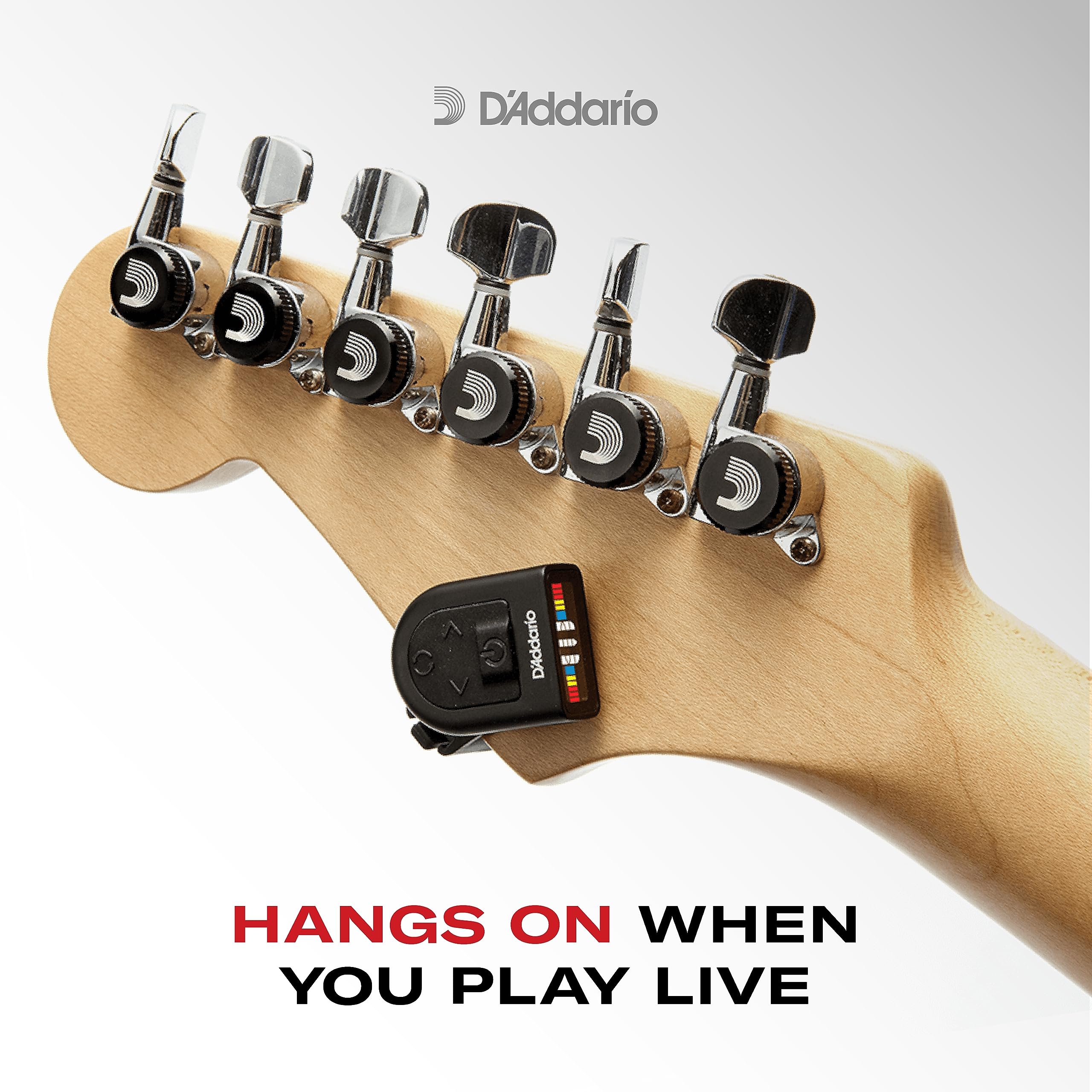 D'Addario Accessories Guitar Tuner - Micro Headstock Tuner - Tuner for Acoustic Guitar, Electric Guitar, Bass Guitar, Mandolin, Banjo, Ukelele - Compact & Discrete - Clip On - 1 Pack Single Pack Clip-On - Image 4