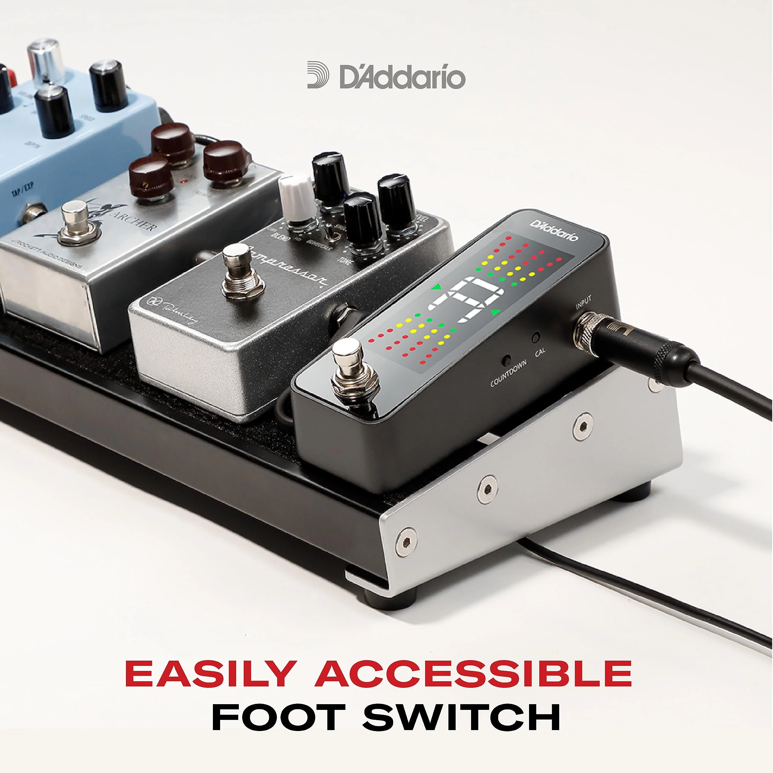 D'Addario Accessories Guitar Tuner Pedal - Chromatic Tuner for Electric Guitars, Bass Guitars and More - Rugged Aluminum Enclosure - Fast and Accurate - True Bypass with Full Color Display Pedal Tuner - Image 4