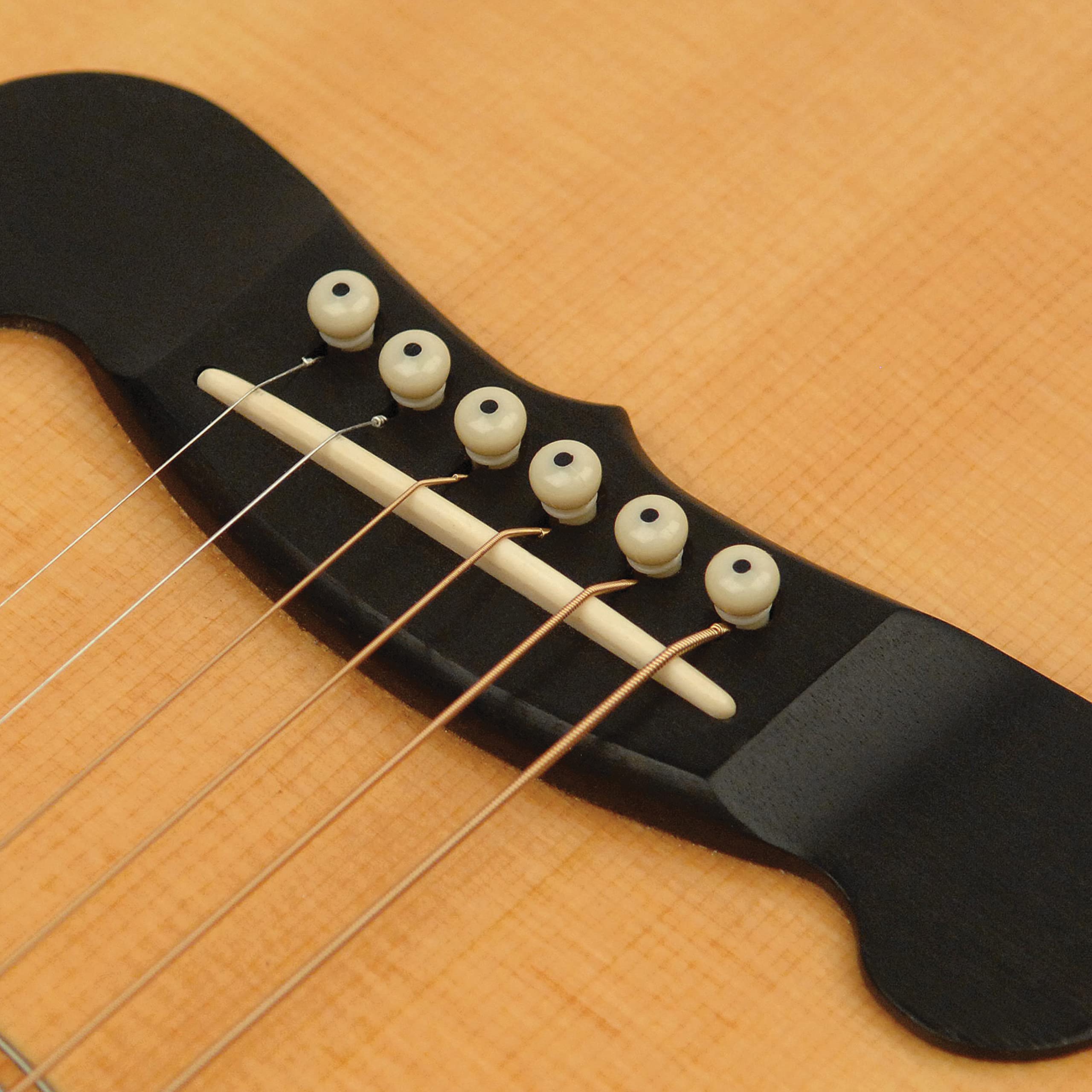 D'Addario Accessories Injected Molded Bridge Pins with End Pin, Set of 7, Ivory with Black Dot - Image 2