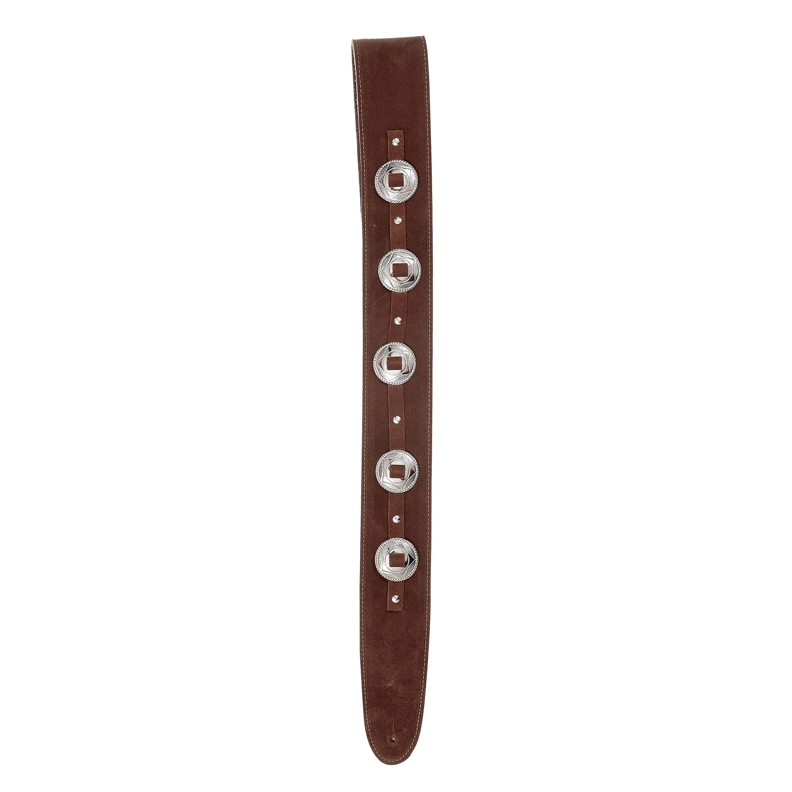 D'Addario Accessories Leather Guitar Strap Conchos Brown - Image 3