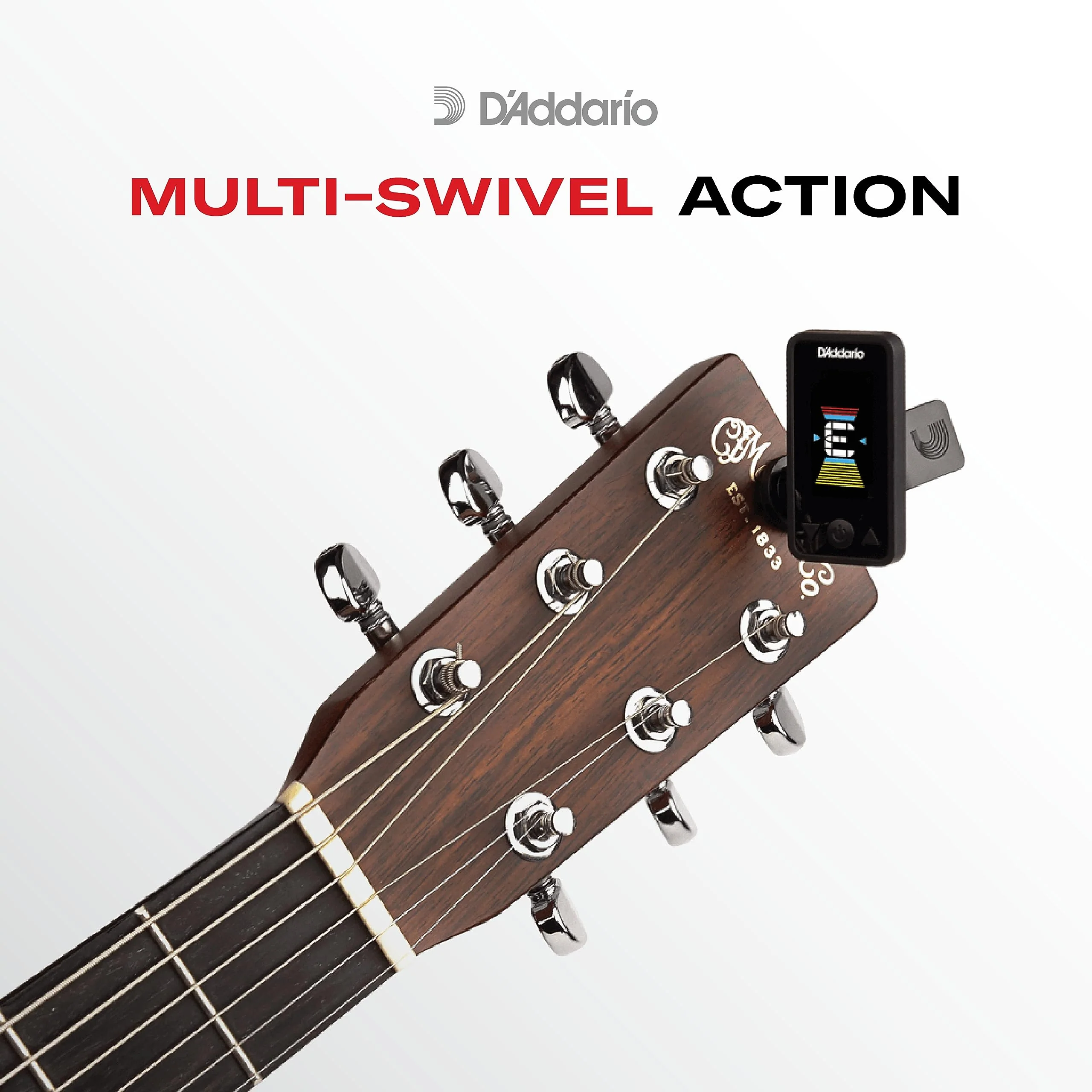 D'Addario Accessories Rechargeble Guitar Tuner - Eclipse Headstock Tuner - Clip On Tuner for Guitar - Great for Acoustic Guitars & Electric Guitars - Quick & Accurate Tuning Black Rechargeable - Image 4