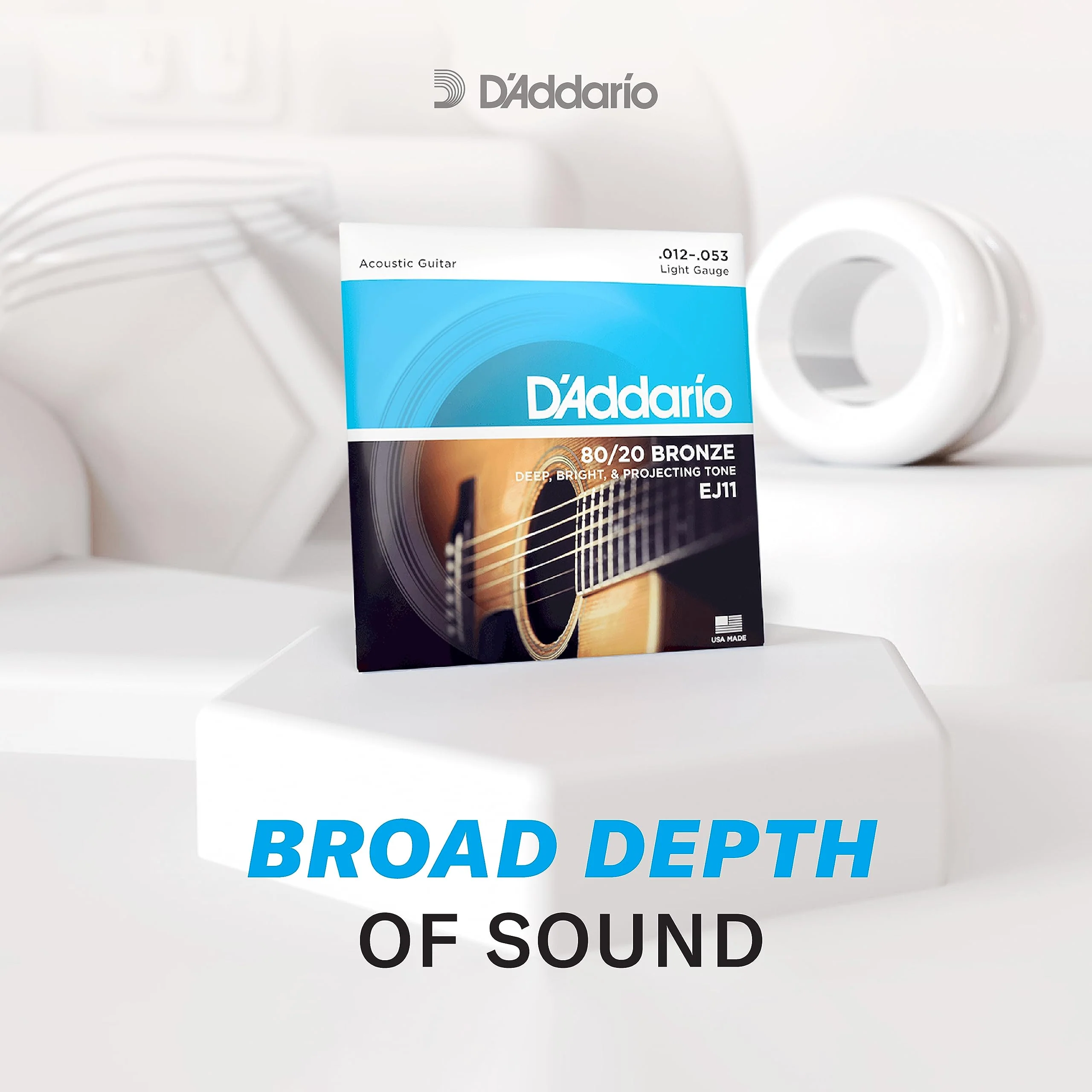 D'Addario Acoustic Guitar Strings, 80/20 Bronze, EJ11-3D, Light Gauge 12-53, 6-String Set, Pack of 3 3-Pack Light, 12-53 - Image 3