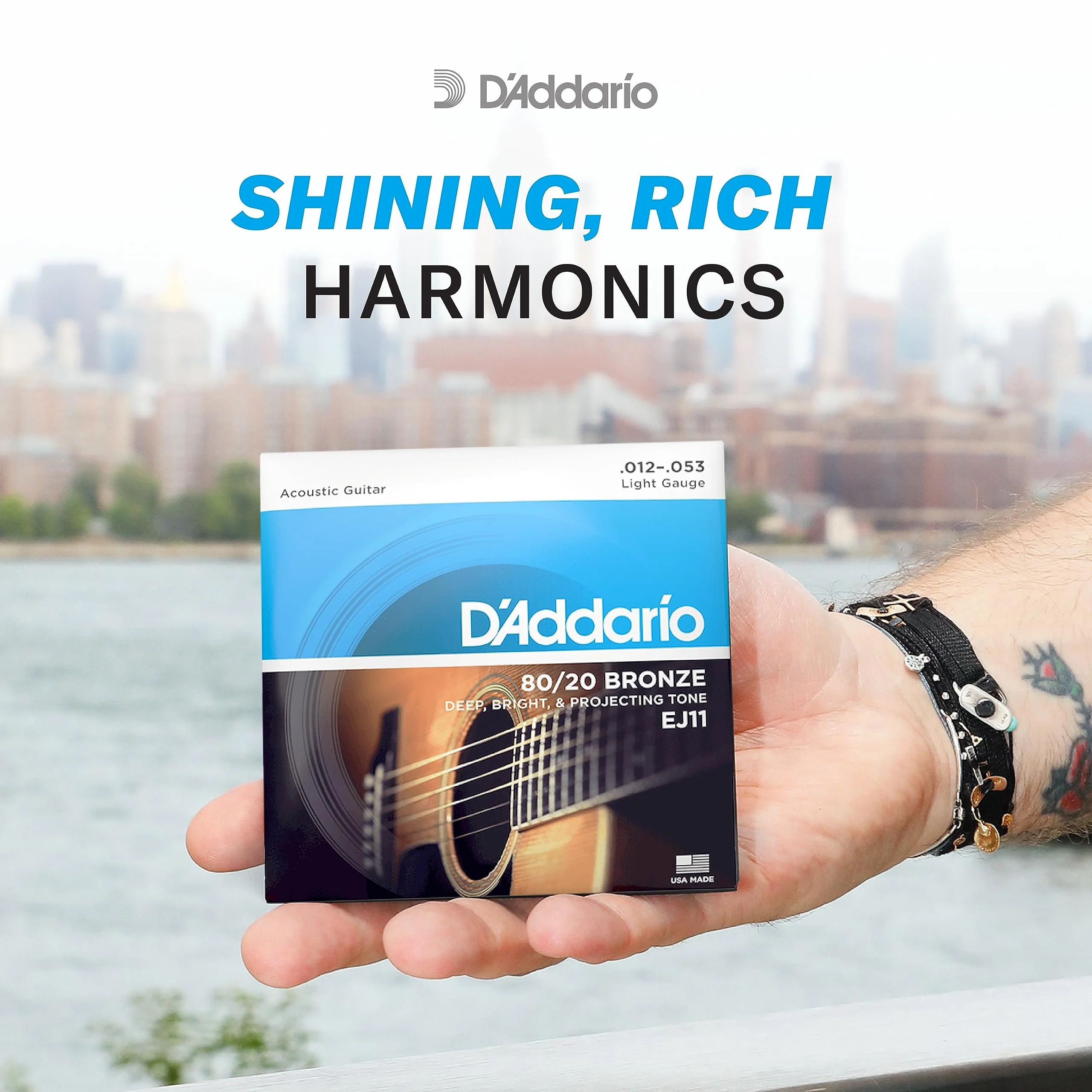 D'Addario Acoustic Guitar Strings, 80/20 Bronze, EJ11-3D, Light Gauge 12-53, 6-String Set, Pack of 3 3-Pack Light, 12-53 - Image 4