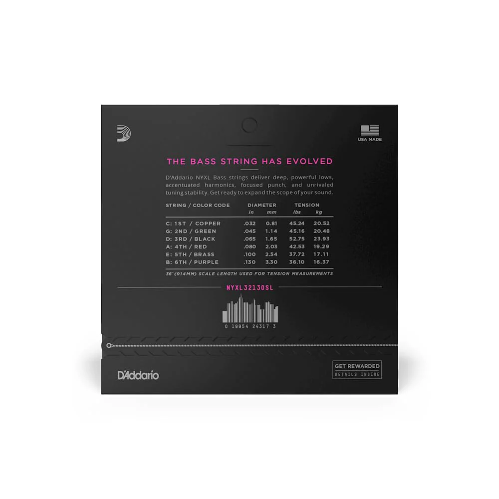 D'Addario Bass Guitar Strings, NYXL Nickel Plated, NYXL32130SL, Regular Light 32-130, Super Long Scale, 6-String Set, Pack of 1 Regular Light, 32-130 (6-String) - Image 3