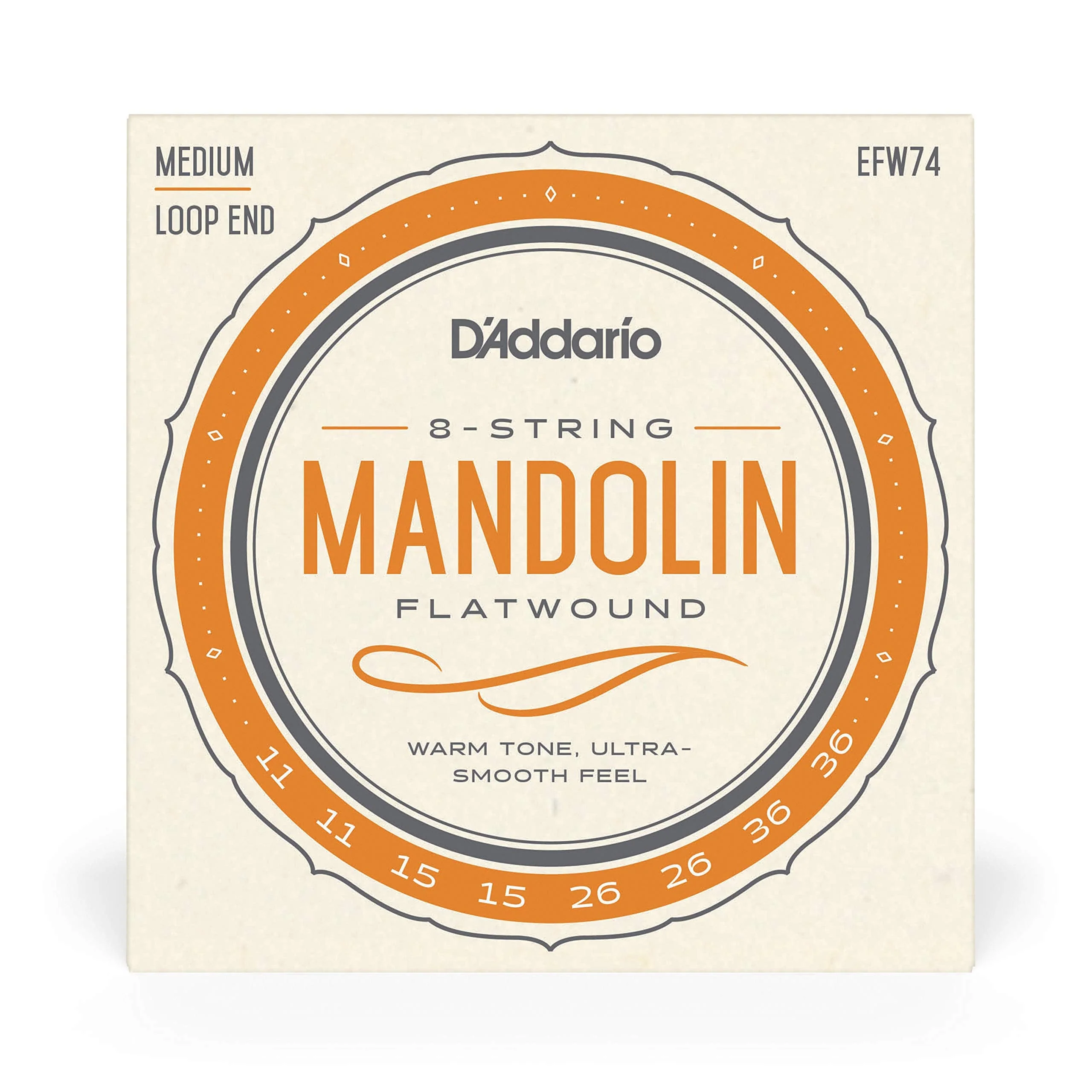 D'Addario EFW74 Phosphor Bronze Flatwound Mandolin Strings, Medium, 11-36 - Image 2