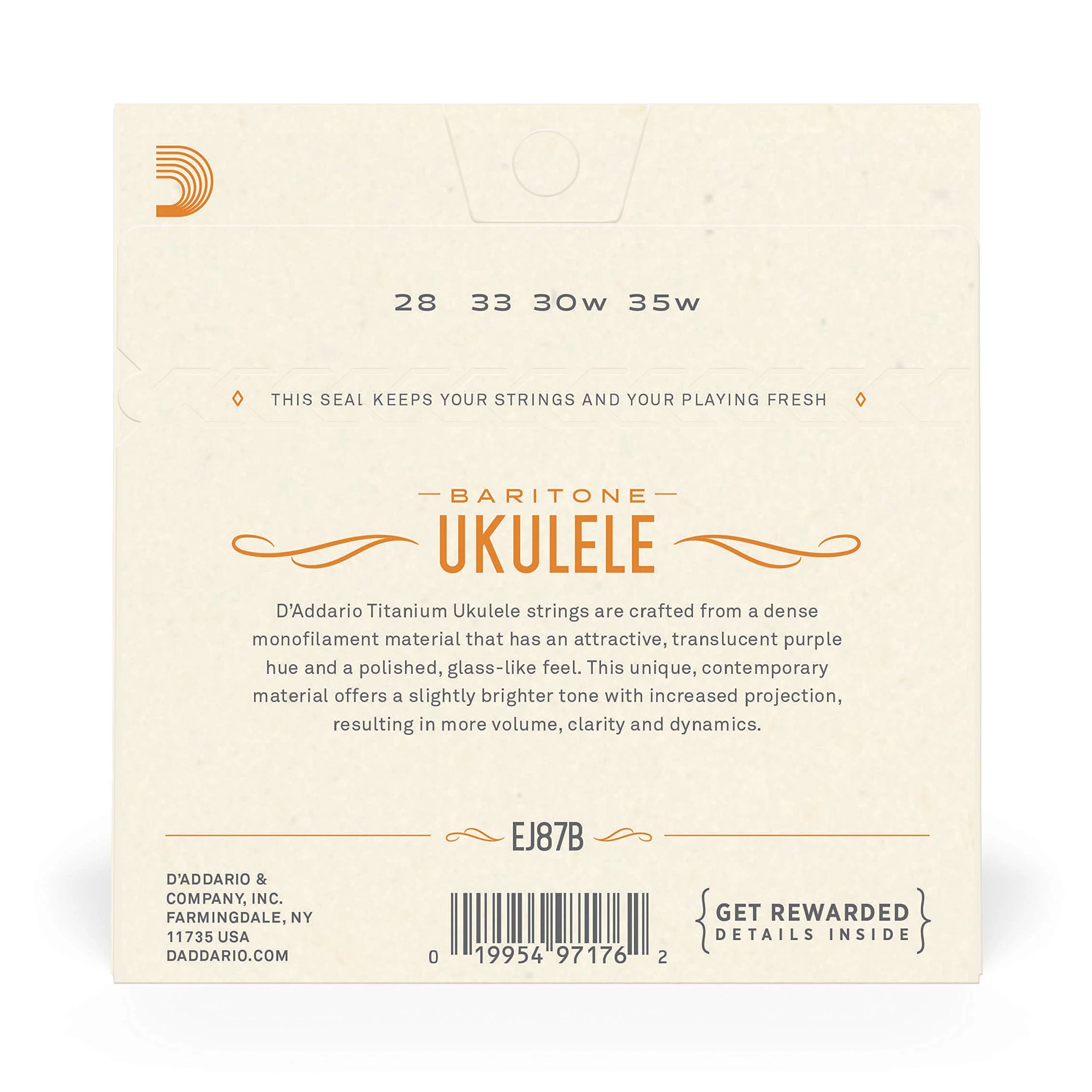 D'Addario EJ87B Titanium Ukulele Strings, Baritone - Image 3