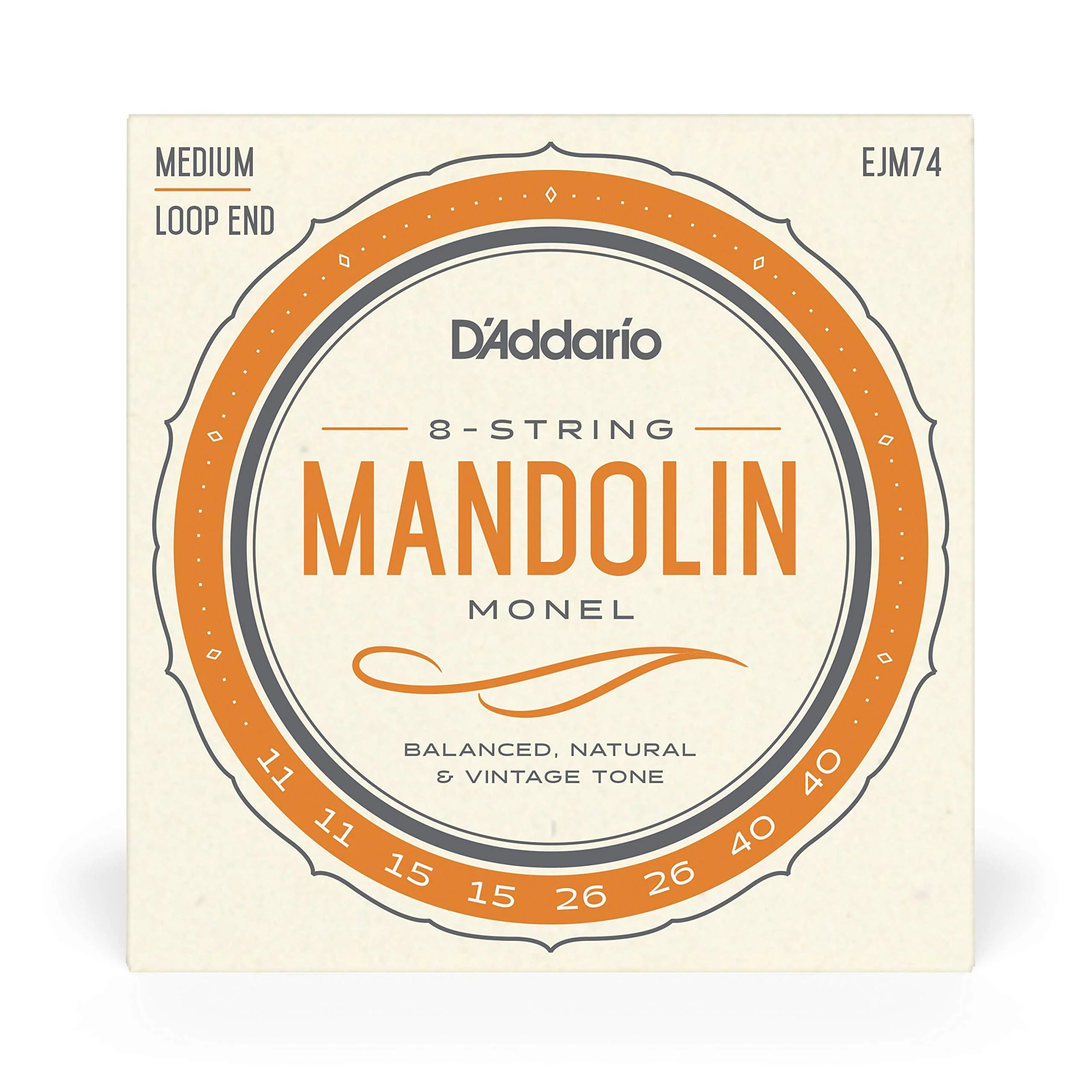 D'Addario Mandolin Monel Set, Medium, 11-40 (EJM74) - Image 2