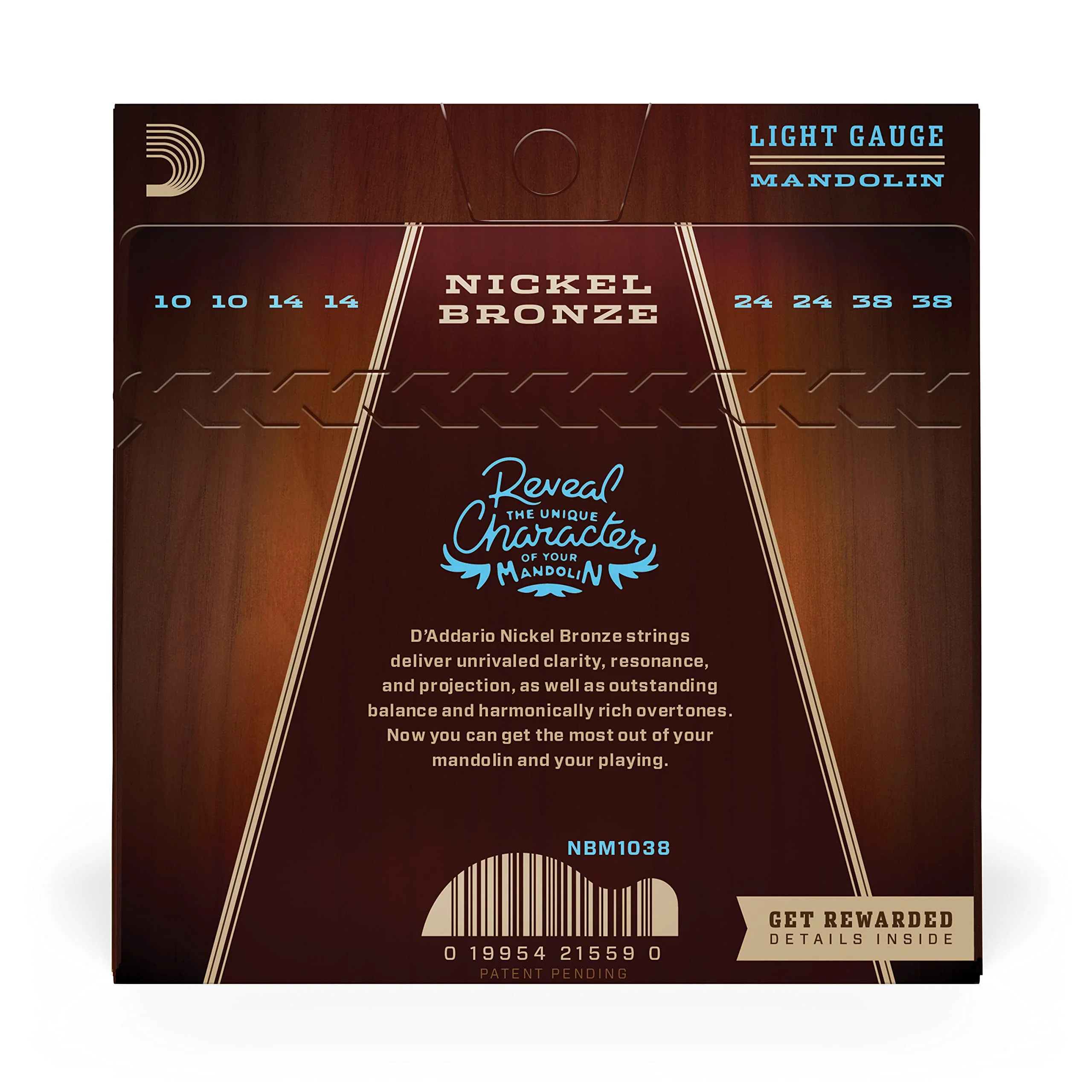 D'Addario NBM1038 Nickel Bronze Mandolin Strings, Light, 10-38 - Image 3