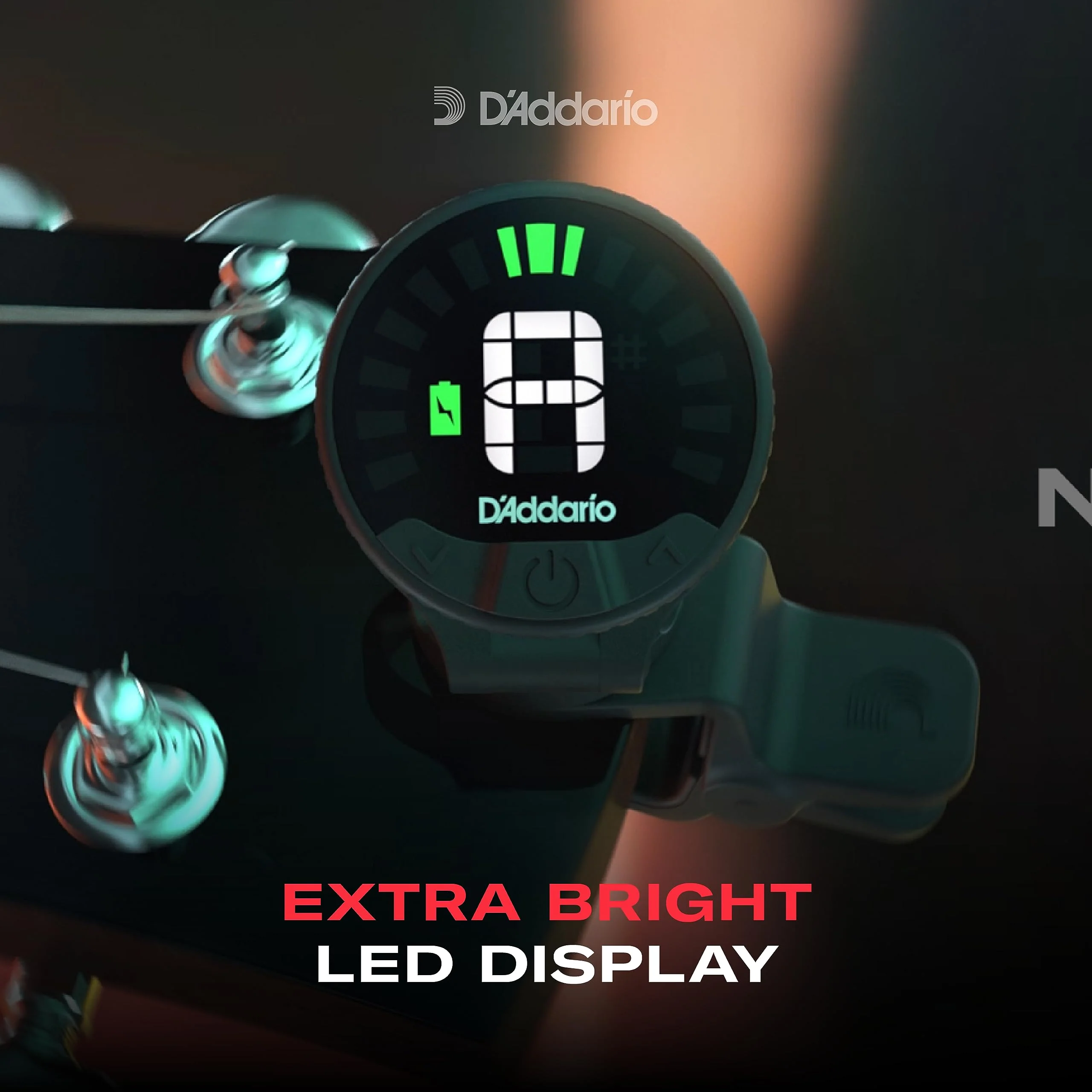 D'Addario Nexxus 360 Rechargeable Guitar Tuner - Clip On Guitar Tuner - Acoustic Guitar Tuner - Electric Guitar Tuner - 24 Hours of Tuning Time per Charge - Rotates 360-degrees - Image 7