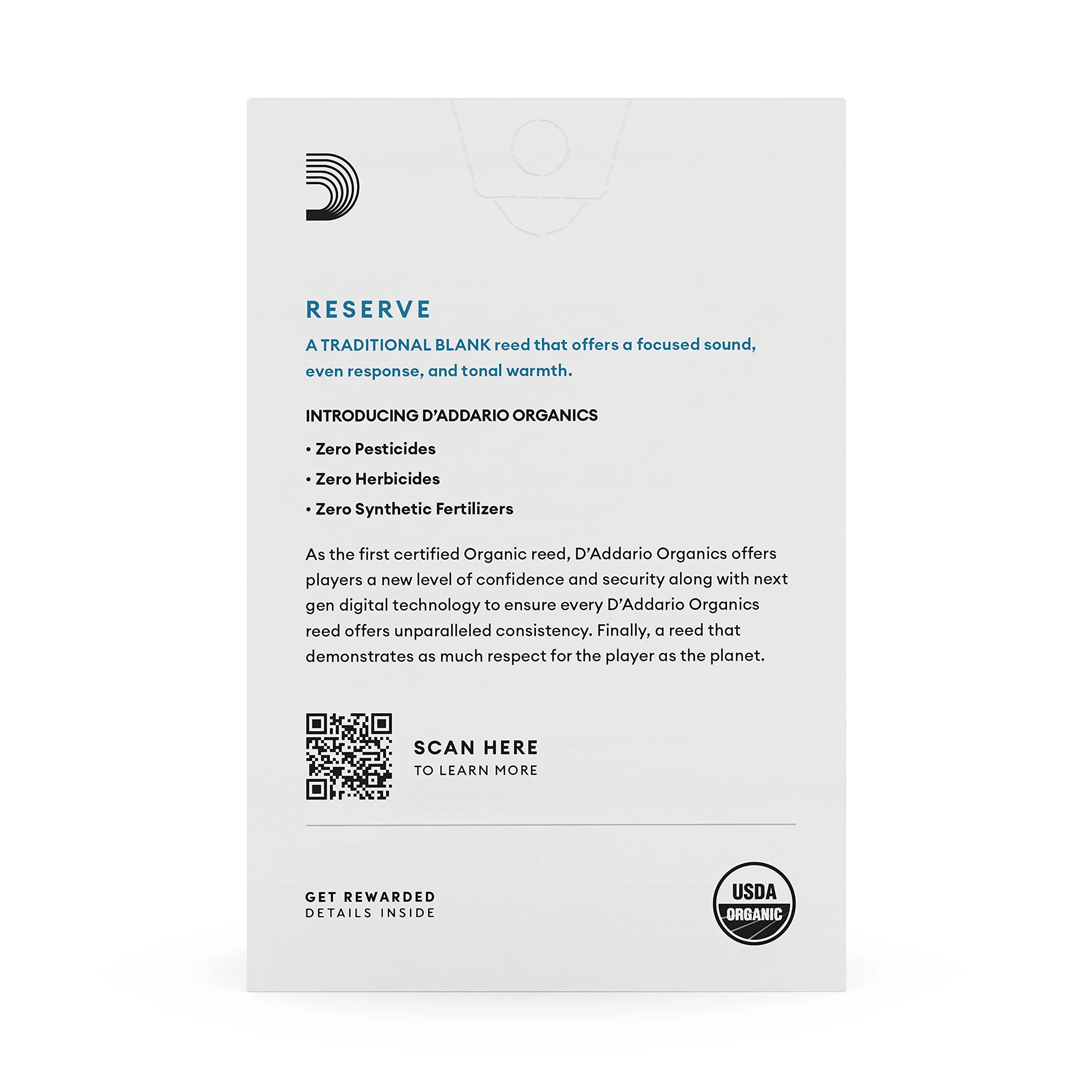 D'Addario Reserve Bb First & Only Organic 3.5 Strength, 10 Pack Clarinet Reeds (ODCR1035) - Image 2
