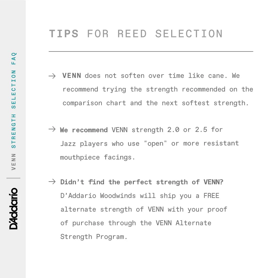D'Addario VENN G2 Synthetic Clarinet Reeds - Bb Clarinet Reed with Advanced Synthetic Reed Construction of Polymer Fibers, Resin, Natural Cane - Strength 3.5 - Image 4