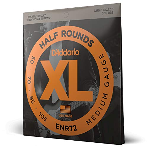 D'Addario XL Half Rounds Bass Guitar Strings - ENR72 - Long Scale - Medium, 50-105 - Image 5