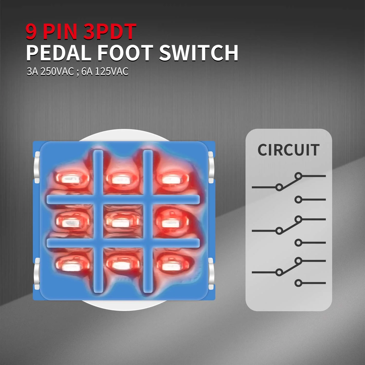 DaierTek 14pcs Guitar Effect Pedal 3PDT Footswitch 9 Pin Latching Stomp Push Button Foot Switch True Bypass Solder Lugs - Image 4