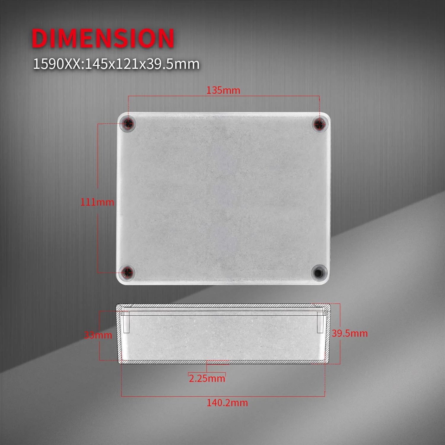 DaierTek 1590XX 1790NS Guitar Effects Pedal Enclosure 145x121x39.5mm Aluminum Metal Stomp Box Case for DIY Effects Box (Pack of 2) - Image 3