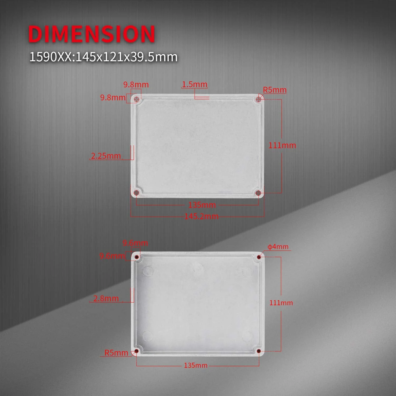 DaierTek 1590XX 1790NS Guitar Effects Pedal Enclosure 145x121x39.5mm Aluminum Metal Stomp Box Case for DIY Effects Box (Pack of 2) - Image 4