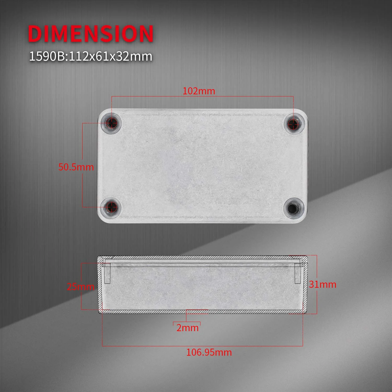 DaierTek 5pcs 1590B Guitar Pedal Enclosure Aluminum Diecast Stomp Box Case 112x61x32mm Toggle Switch Box - Image 3