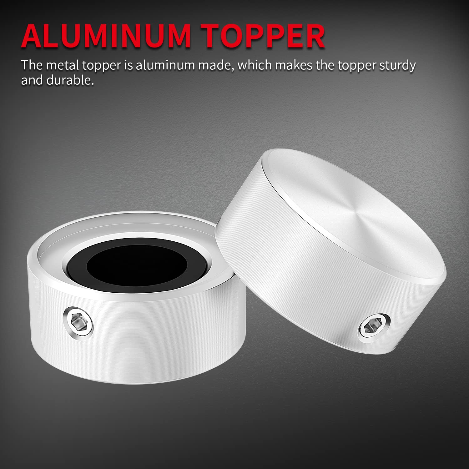 DaierTek Footswitch Topper Metal Foot switch topper with 2 Set Screws Rubber Insert Pedal Buttons Cap Silver for Guitar Effect Pedal Stomp Foot Switch -8Pcs - Image 3