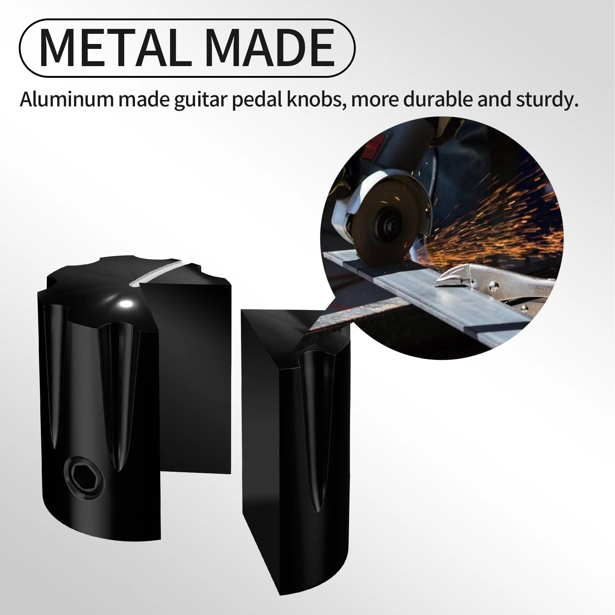 DaierTek Guitar Pedal Knob Metal 6.35MM Potentiometer Knob 1/4 Shaft Control Knob Black Aluminum Apilifier Knob with Set Screw for Effect Pedal AMP Replacement -6pcs - Image 3