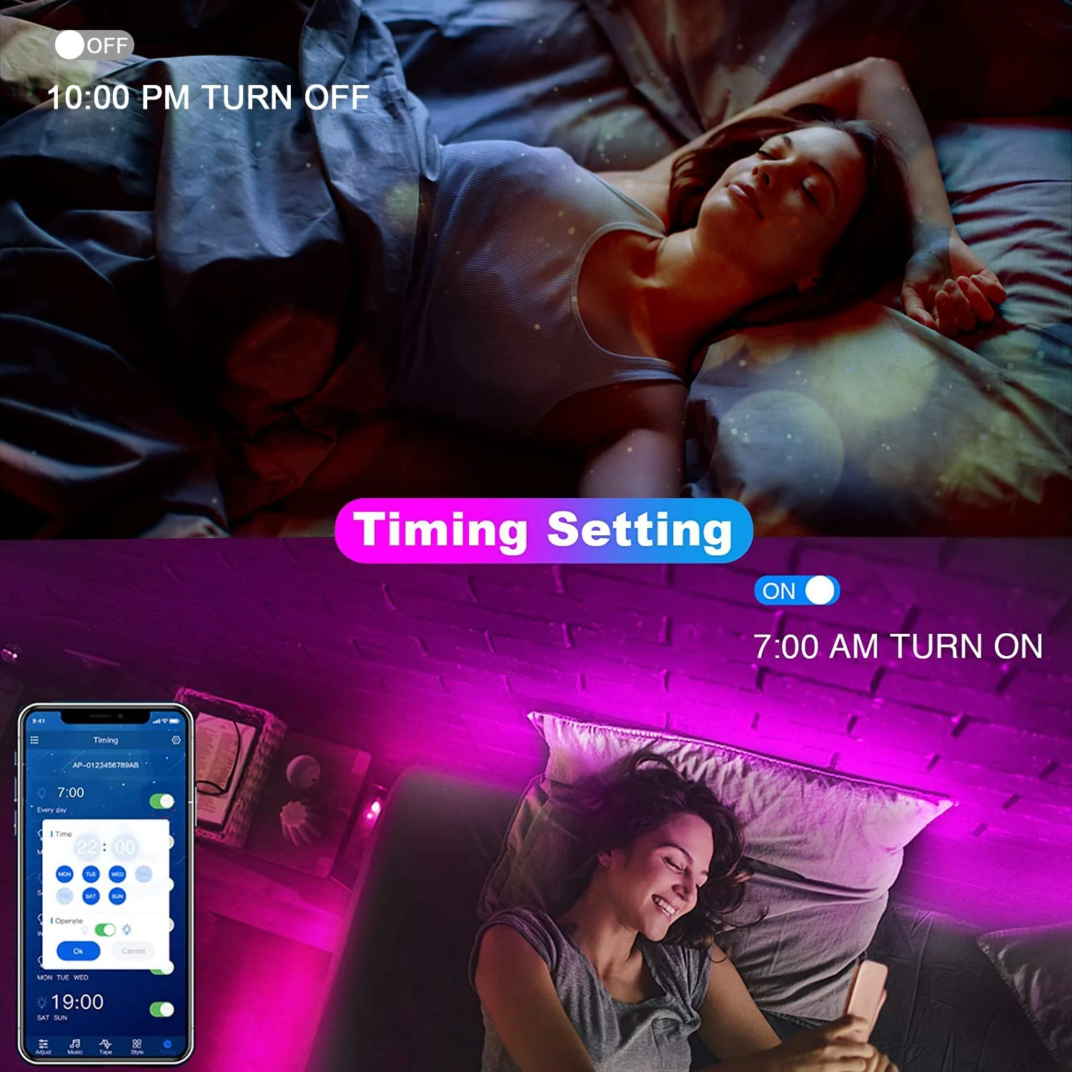 dalattin Led Lights for Bedroom 200ft, Smart Led Strip Lights with App Control Remote, RGB LED Light Strips, 24V Led Strip Lights for Room Decoration Party, Festival Decor(2 Rolls of 100ft) 200FT(Bluetooth) - Image 5