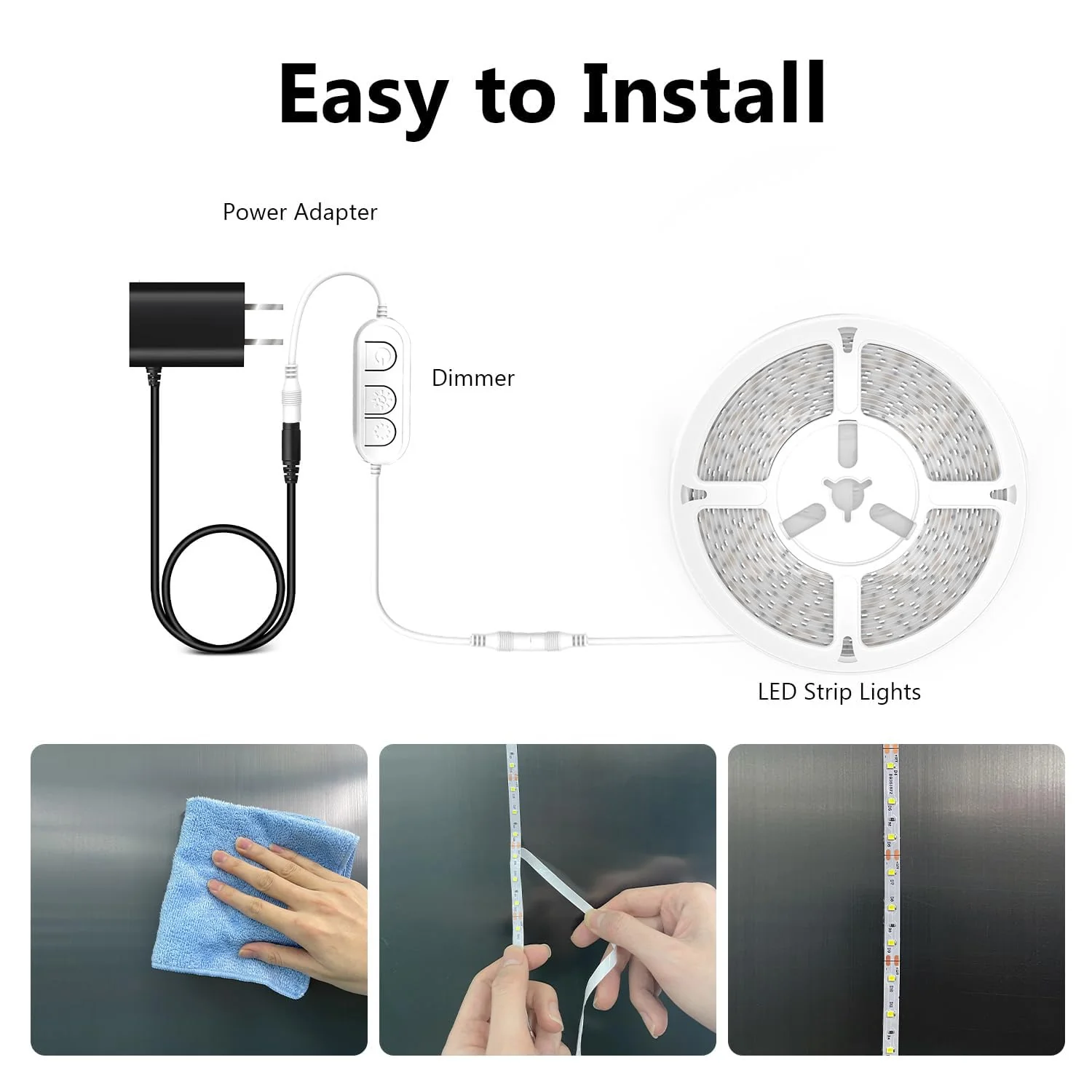 dalattin White LED Strip Lights 100ft, Dimmable Bright 24V Led Light Strip 6500K Daylight White 1800 LEDs Lights for Bedroom, Mirror, Kitchen, Strong Adhesive, 2 roll of 50ft White 6500K - Image 3