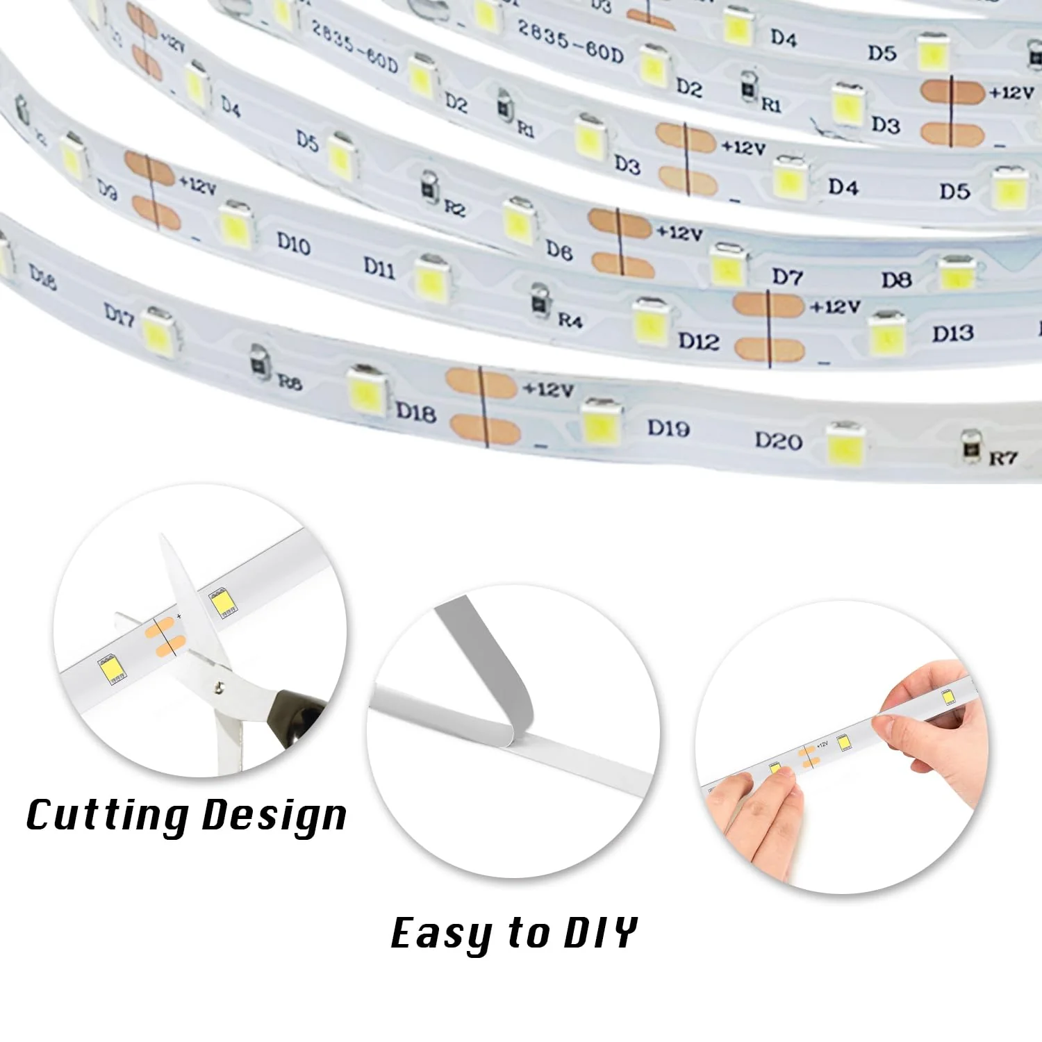 dalattin White LED Strip Lights, 20ft Dimmable Super Bright 24V Led Tape Light 6500K 360 LEDs Lights for Bedrooms, Mirror, Kitchen, Home Decoration Daylight White White 6500K - Image 8