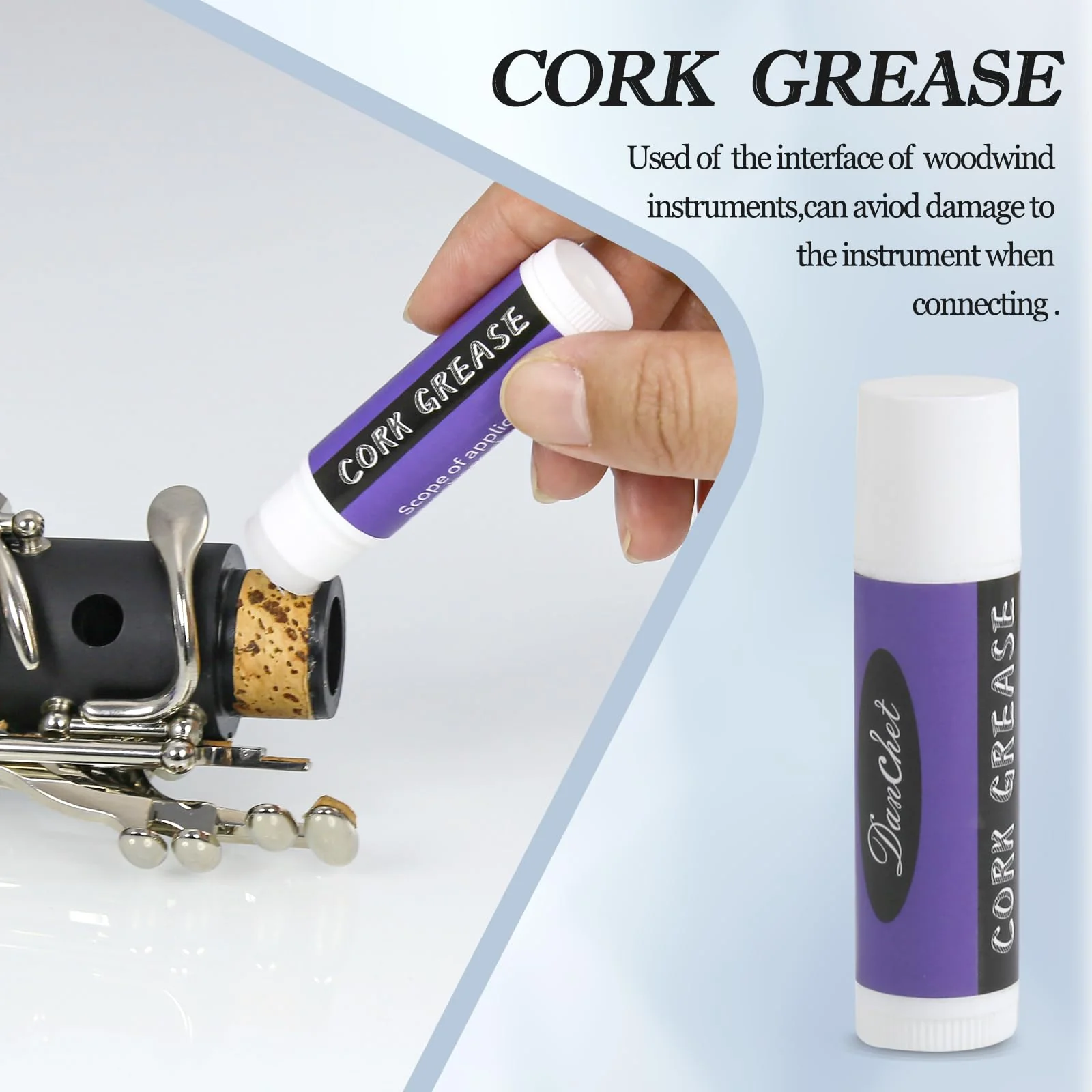 Danchet Clarinet Cork Replacement Kit, Includes Clarinet Cork, Glue, Cork Grease, Knife, Taping and Sandpaper - Image 4