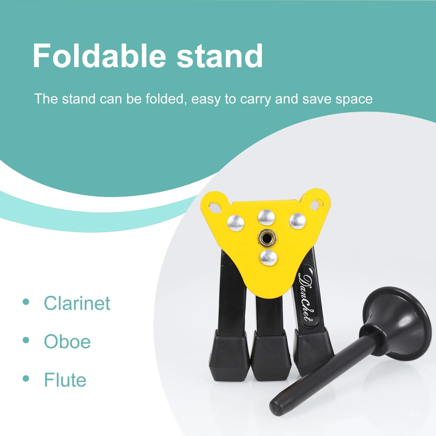 Danchet Portable Foldable Tripod Stand for Clarinet, Flute and Oboe, Woodwind Instrument Stand Portable Foldable Stand… Flute, Clarinet, Oboe Stand - Image 3
