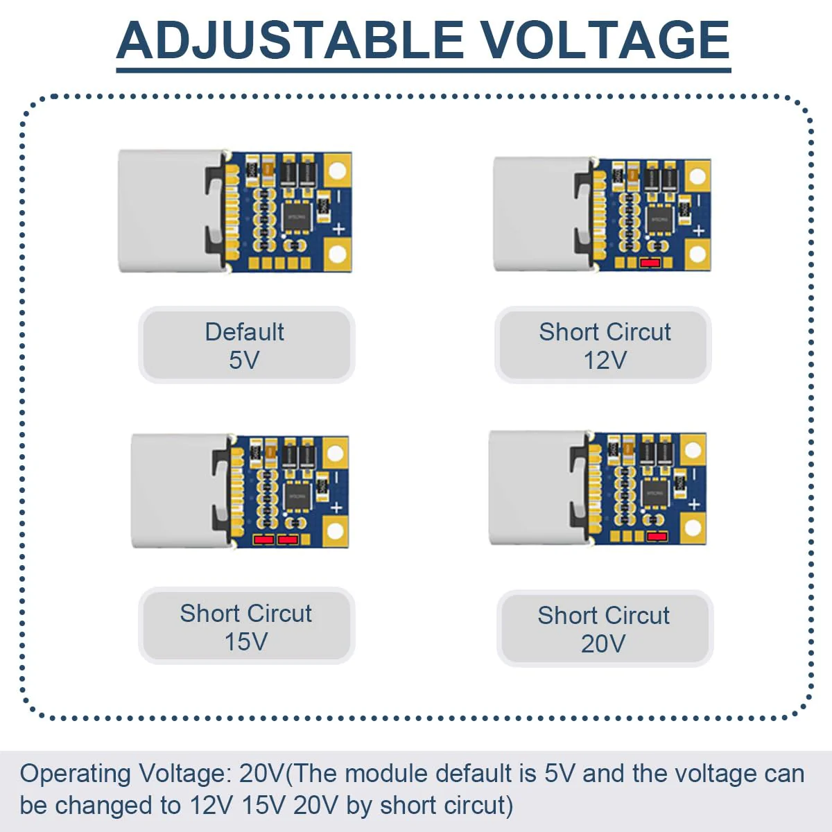 DAOKAI 2 Pack 20V 15V 12V 9V 5A PD2.0 PD3.0 USB Type-C to DC Power Trigger Module Current Transformer Power Decoy Module Socket with 8pcs DC Plug, DC Power Cable - Image 2