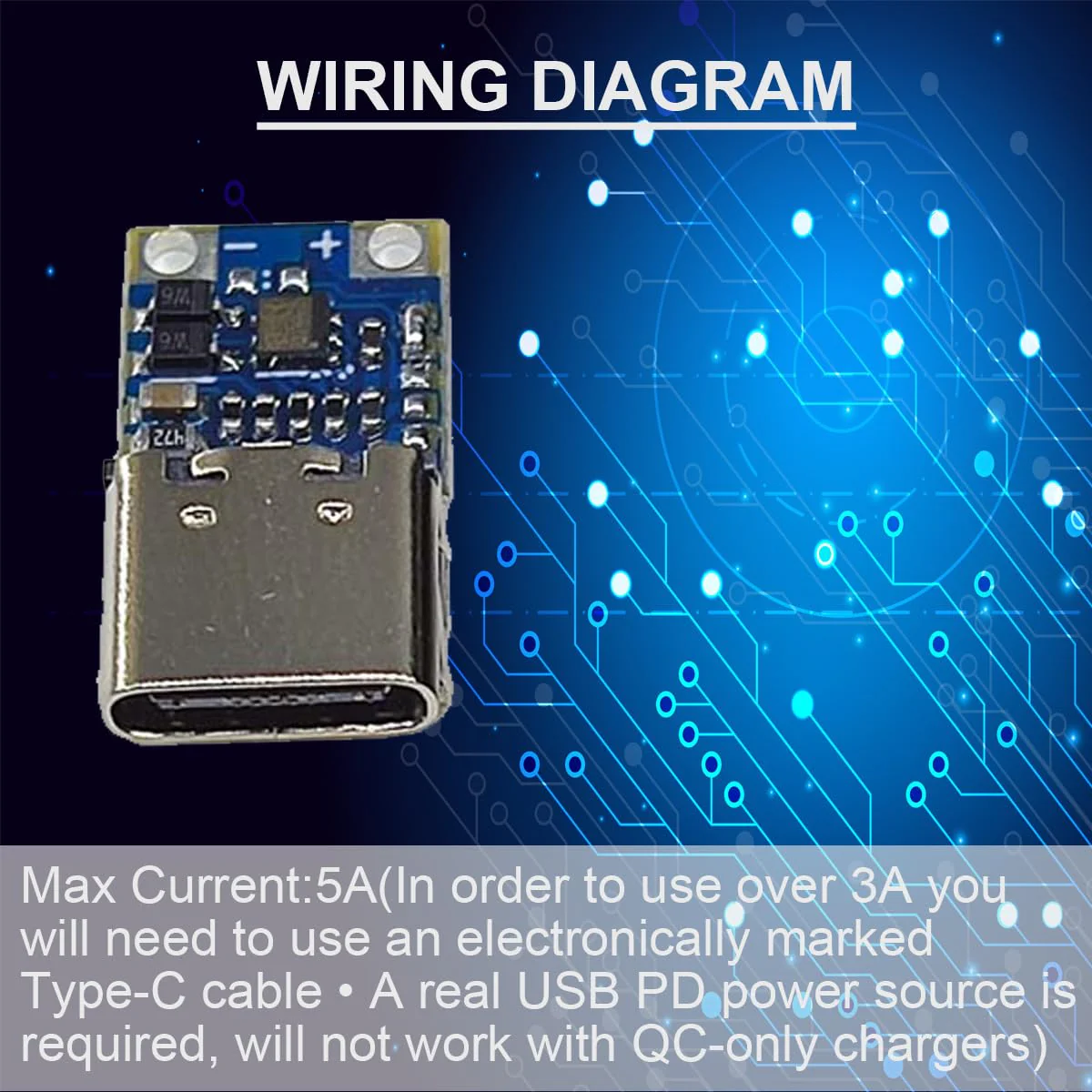 DAOKAI 2 Pack 20V 15V 12V 9V 5A PD2.0 PD3.0 USB Type-C to DC Power Trigger Module Current Transformer Power Decoy Module Socket with 8pcs DC Plug, DC Power Cable - Image 4
