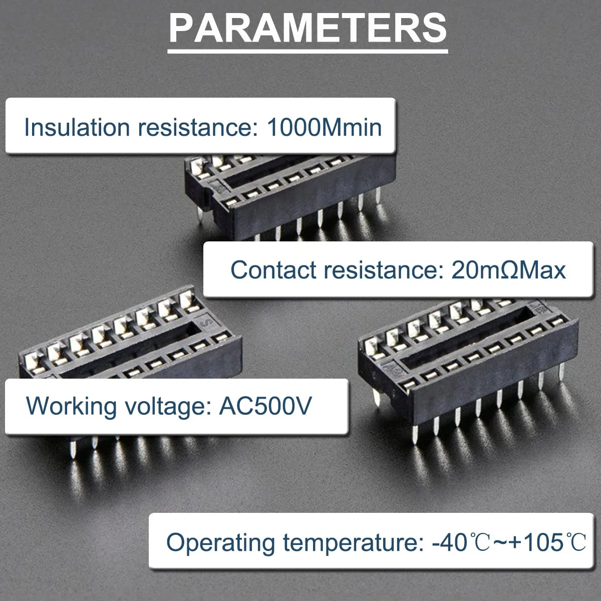 DAOKAI Dip IC Sockets, Pack of 50 16-Pin IC Socket Soldering Set, Dual Row Solder Adapter Set, 2.54 mm Pitch, Flat Pin Chip Connector Adapter 16 Pin IC Chip Socket Adapter - Image 3