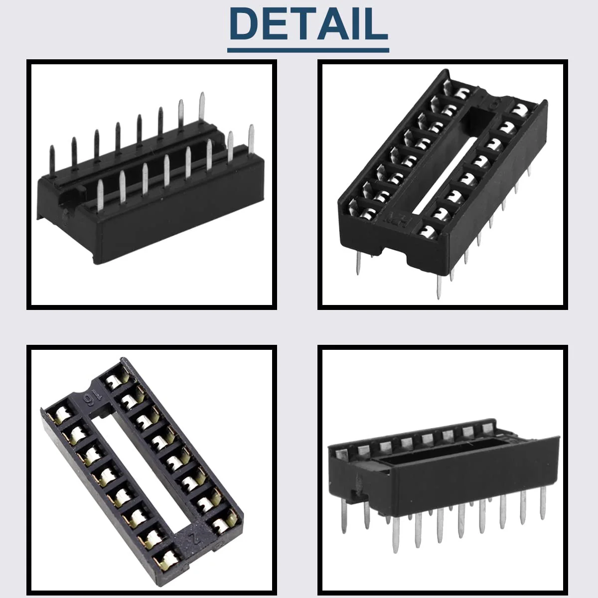 DAOKAI Dip IC Sockets, Pack of 50 16-Pin IC Socket Soldering Set, Dual Row Solder Adapter Set, 2.54 mm Pitch, Flat Pin Chip Connector Adapter 16 Pin IC Chip Socket Adapter - Image 6