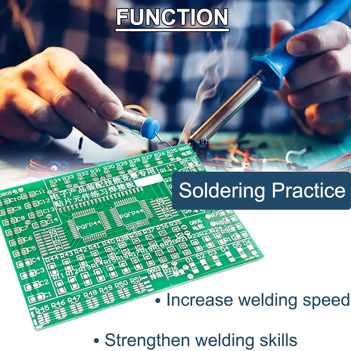 DAOKAI DIY practice board soldering, SMD SMT element welding exercise board, circuit board components, 77 SMD components, 8 categories with tweezers, for experiments Green display dot matrix module - Image 2