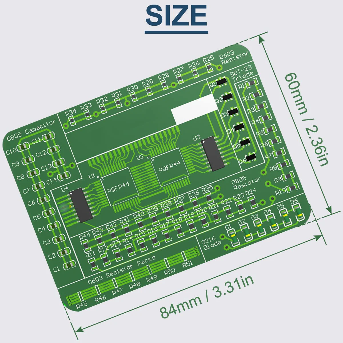 DAOKAI DIY practice board soldering, SMD SMT element welding exercise board, circuit board components, 77 SMD components, 8 categories with tweezers, for experiments Green display dot matrix module - Image 6