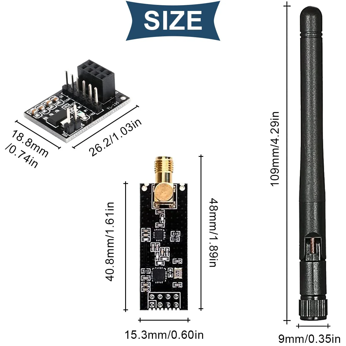 DAOKAI NRF24L01 Wireless Transceiver Receiver, Pack of 2 NRF24L01+PA+LNA Wireless RF Transceiver Module with SMA Antenna 2.4 GHz 1100 m + Breadboard Breakout Adapter Board Compatible with NRF24L01 - Image 7