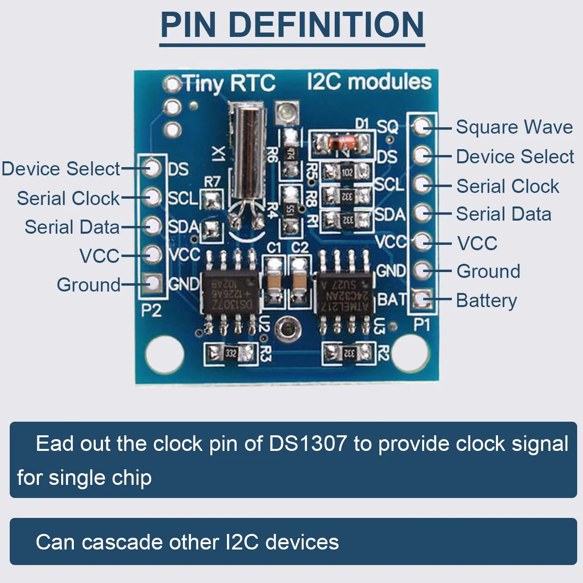 DAOKAI RTC I2C Module DS1307 AT24C32 Real Time Clock Module, High Precision 24C32 Memory Clock Module, Compatible with Arduino AVR PIC 51 ARM (5 Pieces) - Image 3