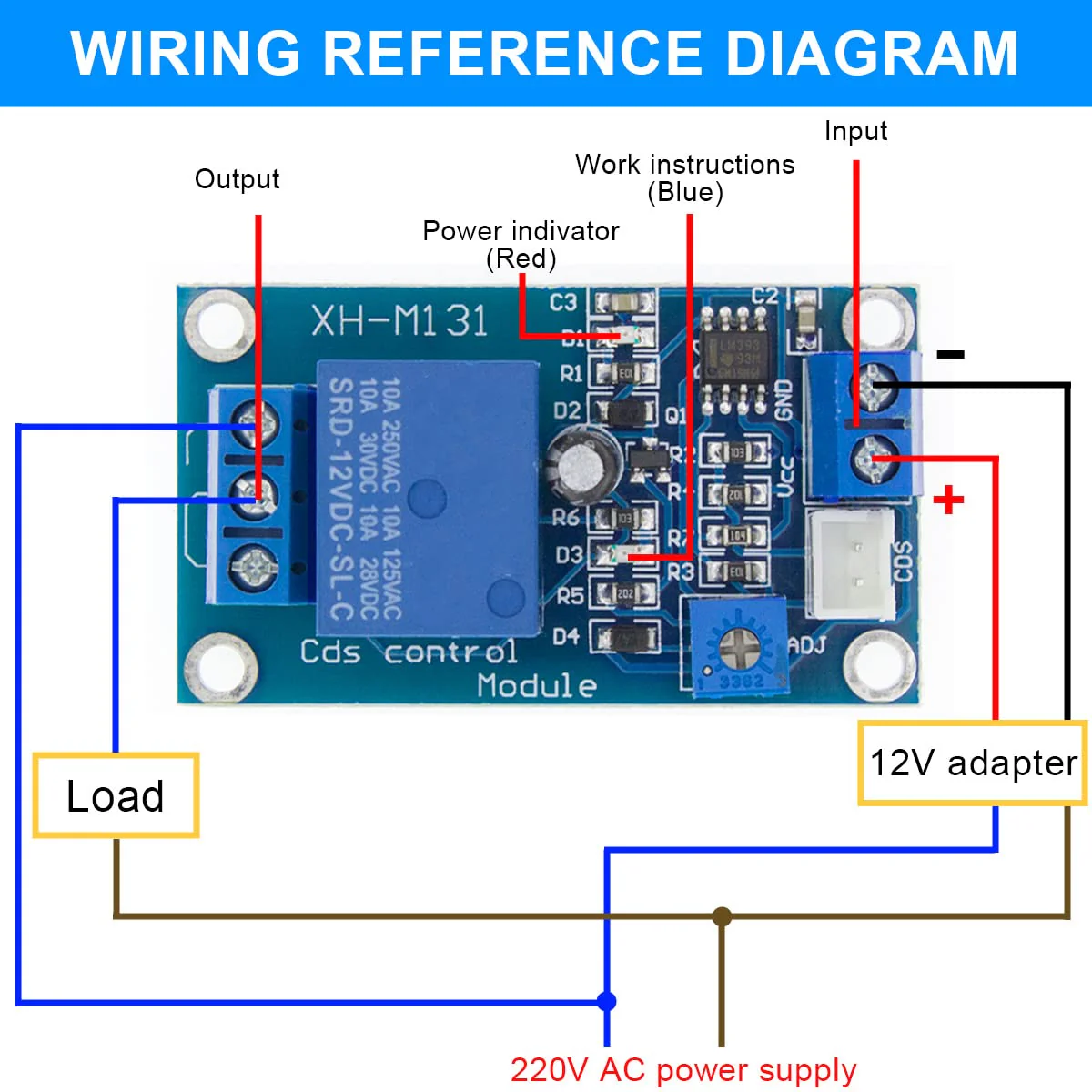 DAOKAI XH-M131 Photoresistor Relay Module 12V DC Photoresistor Relay Module Light Control Switch Detection Sensor Automatic Light Control Switch with 24 AWG Wire (5 Pieces) - Image 4