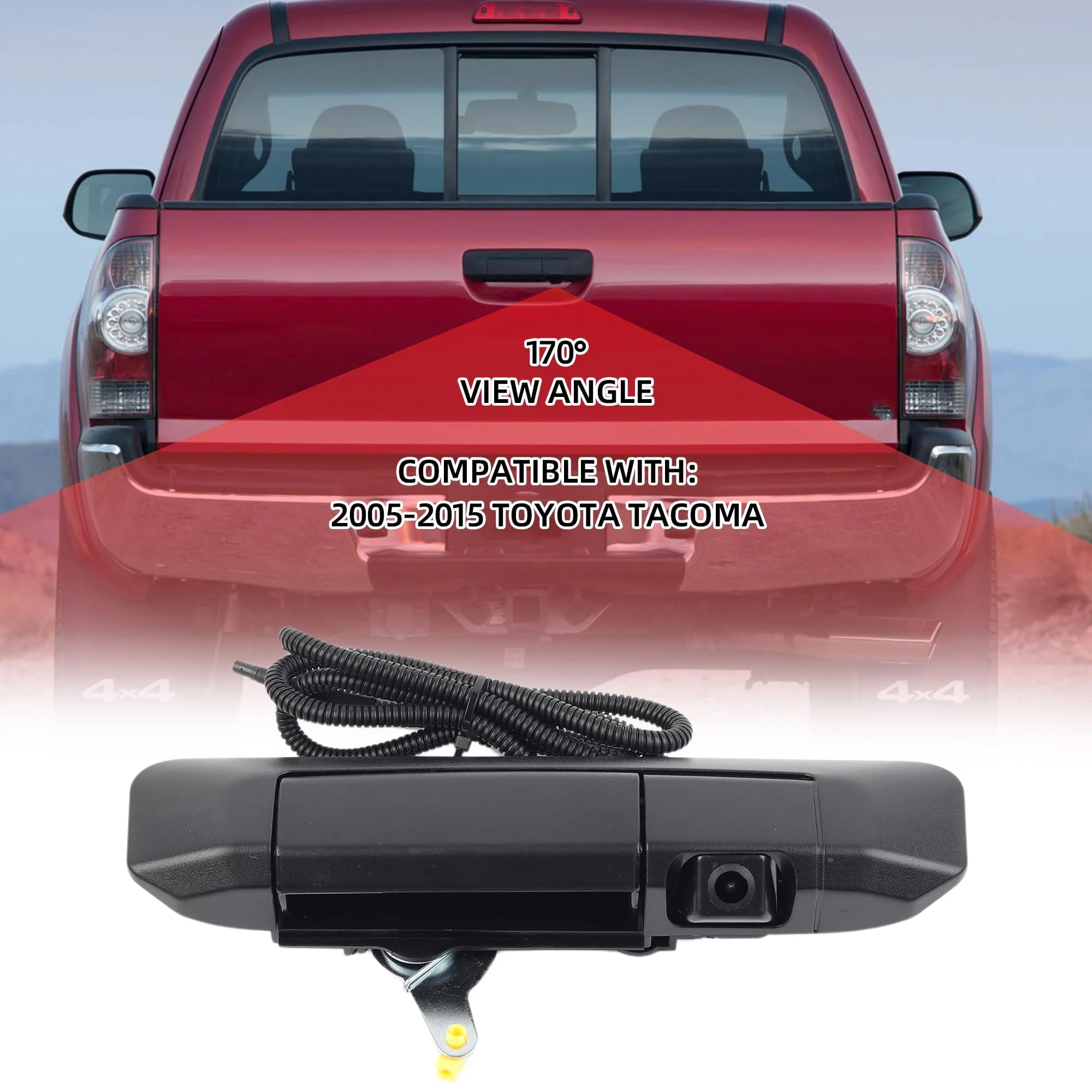 Dasbecan Tailgate Handle Rear View Backup Camera 6909004020 Compatible with Toyota Tacoma 2005-2015 Black Aftermarket Replacement Reverse Parking Liftgate Latch Handle Camera (RCA Connector) - Image 2
