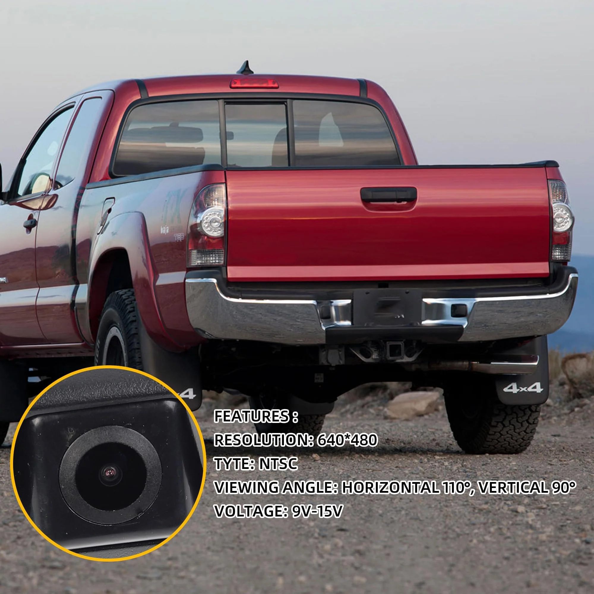 Dasbecan Tailgate Handle Rear View Backup Camera 6909004020 Compatible with Toyota Tacoma 2005-2015 Black Aftermarket Replacement Reverse Parking Liftgate Latch Handle Camera (RCA Connector) - Image 3