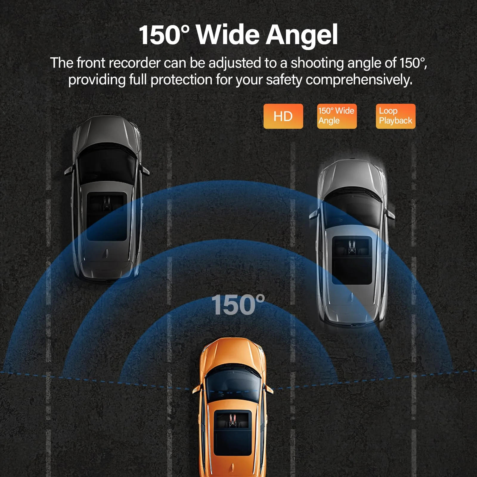 Dash Cam Front and Rear - 3 inch IPS Screen 1080P Full HD DVR Dash Camera for Cars with 64G SD Card - 150°Wide Angle Car Dashboard Cam - Night Vision, G-Sensor, Parking Monitor with 64G TF Card - Image 2