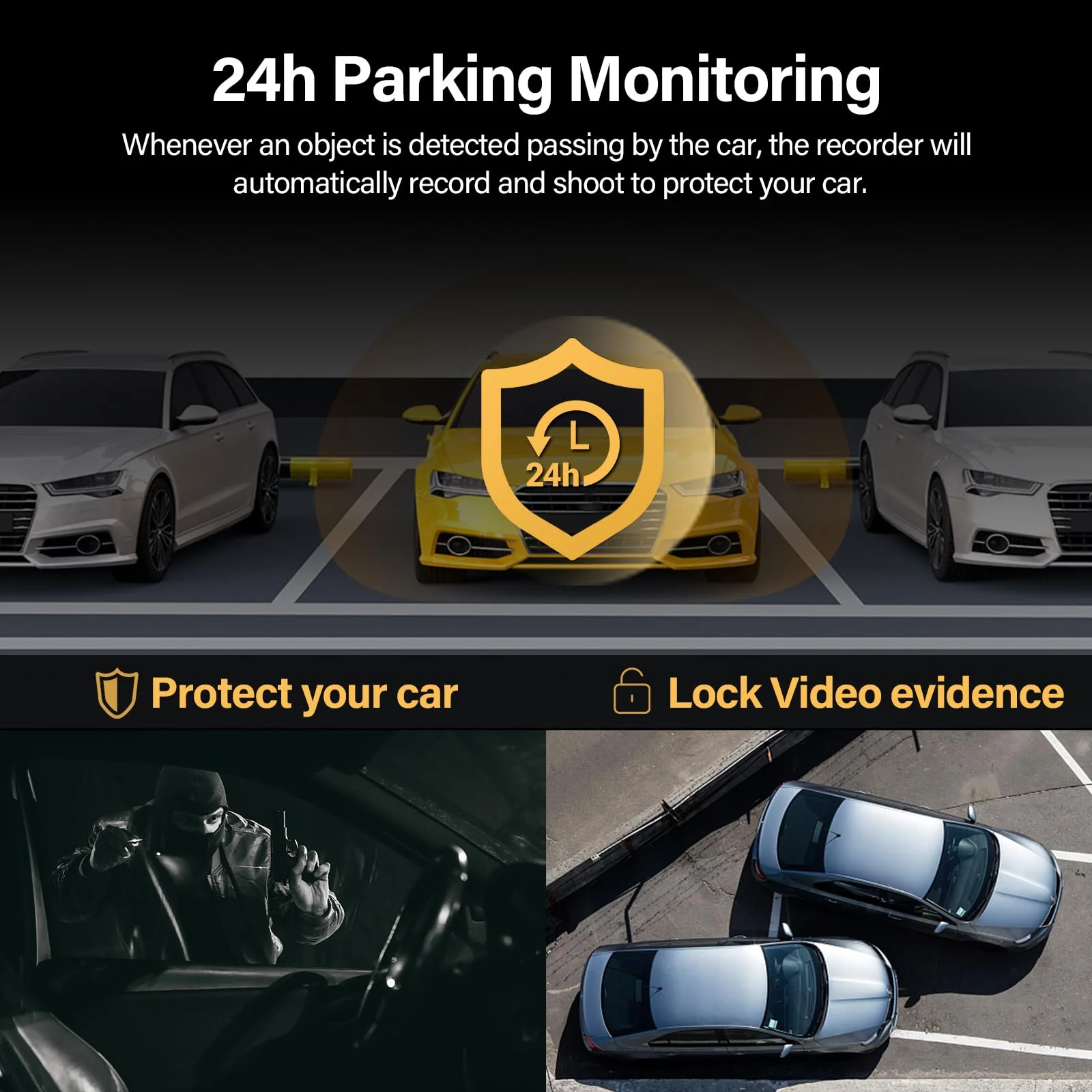 Dash Cam Front and Rear - 3 inch IPS Screen 1080P Full HD DVR Dash Camera for Cars with 64G SD Card - 150°Wide Angle Car Dashboard Cam - Night Vision, G-Sensor, Parking Monitor with 64G TF Card - Image 5