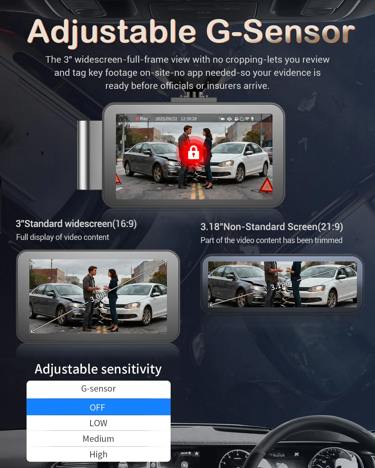 Dash Cam Front and Rear, 4K HDR Dash Camera for Cars, 3" IPS Screen Dash Cam Built-in GPS with 5.8G WiFi UHD Night Vision Free 64G Card, Parking Monitor, G-Sensor - Image 6