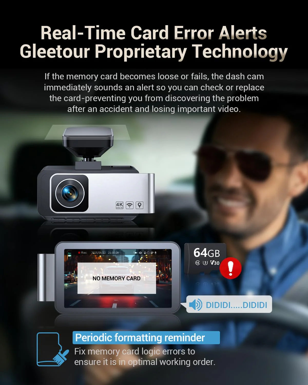 Dash Cam Front and Rear, 4K HDR Dash Camera for Cars, 3" IPS Screen Dash Cam Built-in GPS with 5.8G WiFi UHD Night Vision Free 64G Card, Parking Monitor, G-Sensor - Image 7