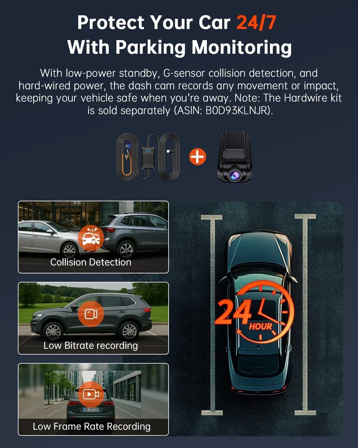 Dash Cam Front and Rear, 4K Ultra HD+1080P Dash Camera for Cars, Built-in Wi-Fi GPS, Included 32GB Card, 2.0'' IPS Screen Mini Car Camera, App, Night Vision, 170°Wide Angle, 24H Parking Mode Black - Image 5