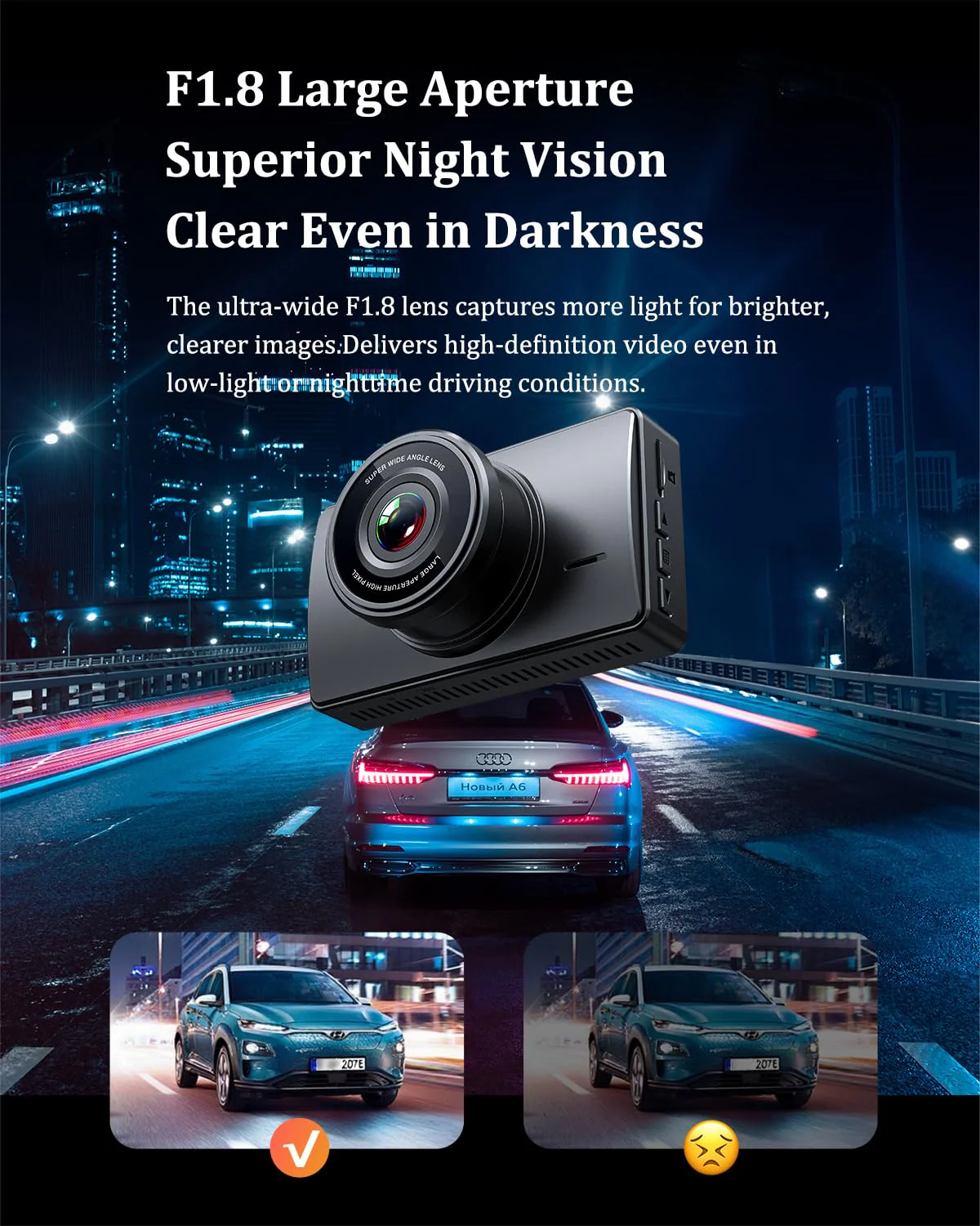 Dash Cam Front and Rear, Dash Camera for Cars 4K+1080, Dashcam Built-in WiFi, APP Control, 32GB Card Included, 3" IPS Touch Screen, 24H Parking Monitor, Night Vision, G-Sensor - Image 5