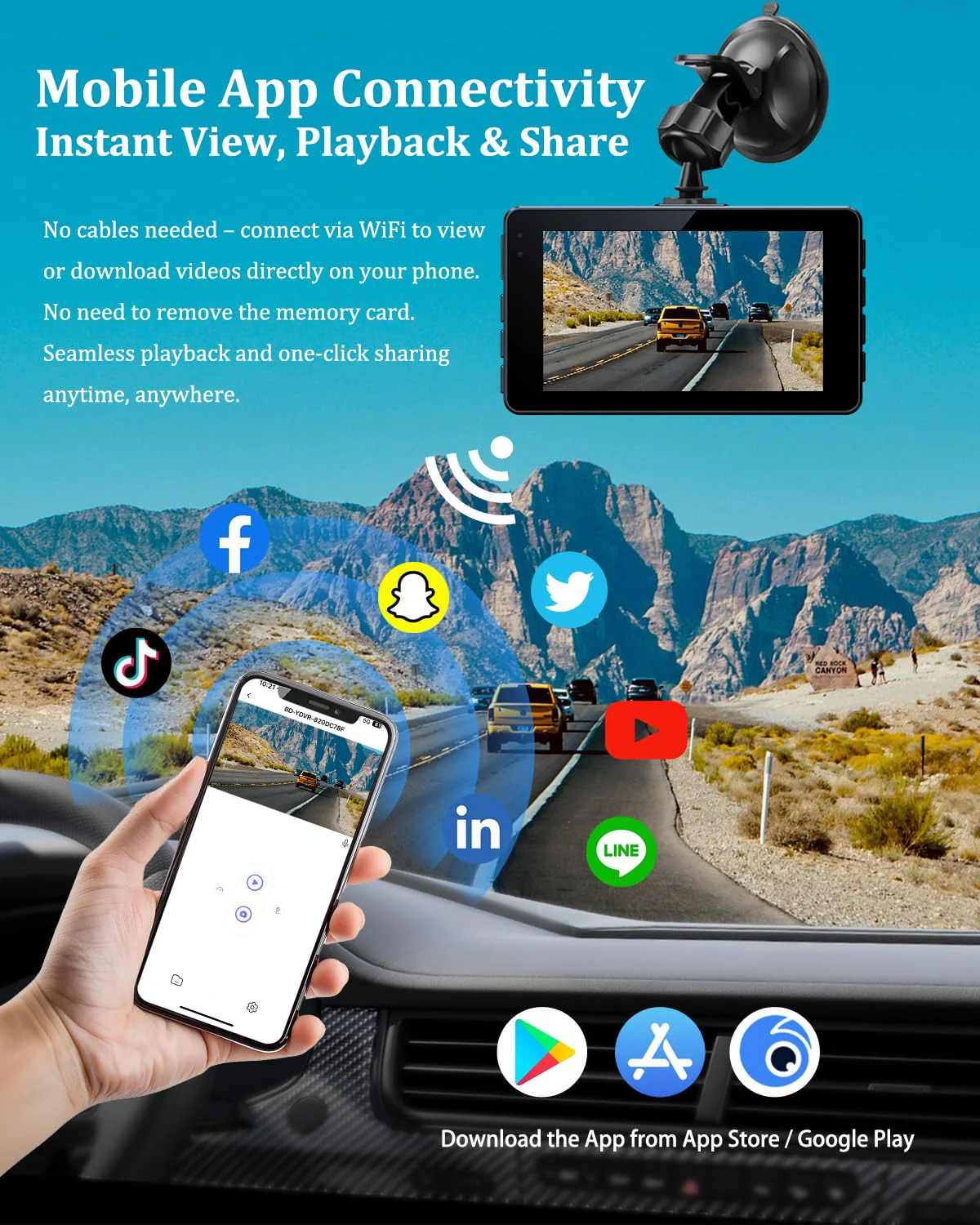Dash Cam Front and Rear, Dash Camera for Cars 4K+1080, Dashcam Built-in WiFi, APP Control, 32GB Card Included, 3" IPS Touch Screen, 24H Parking Monitor, Night Vision, G-Sensor - Image 8