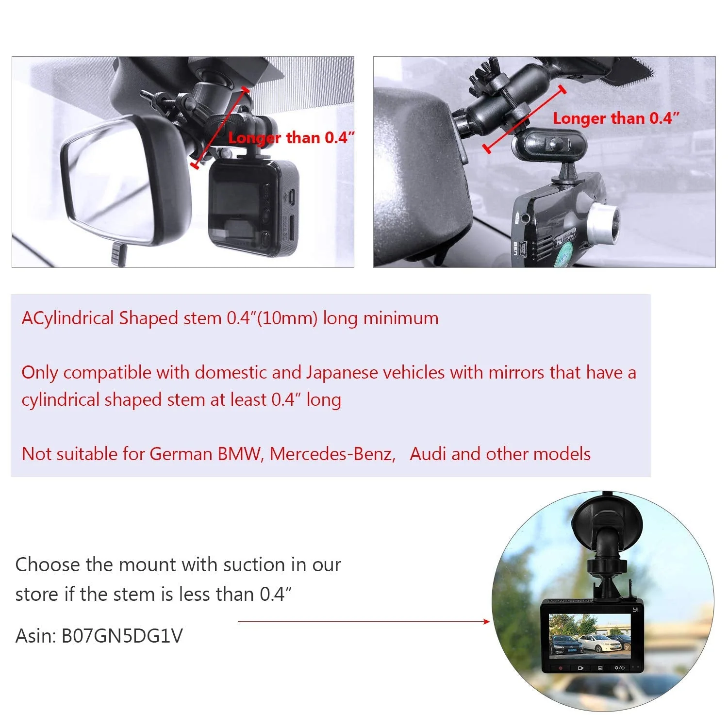 Dash Cam Mirror Mount , with 16 Different Joints, Compatible with APEMAN, UGSHDI, Old Shark, Vantrue, Rexing V1P, YI 2.7", Z-Edge, Peztio, Falcon F170, Roav, KDLINKS X1, Crosstour and 99% Dash Cam - Image 6