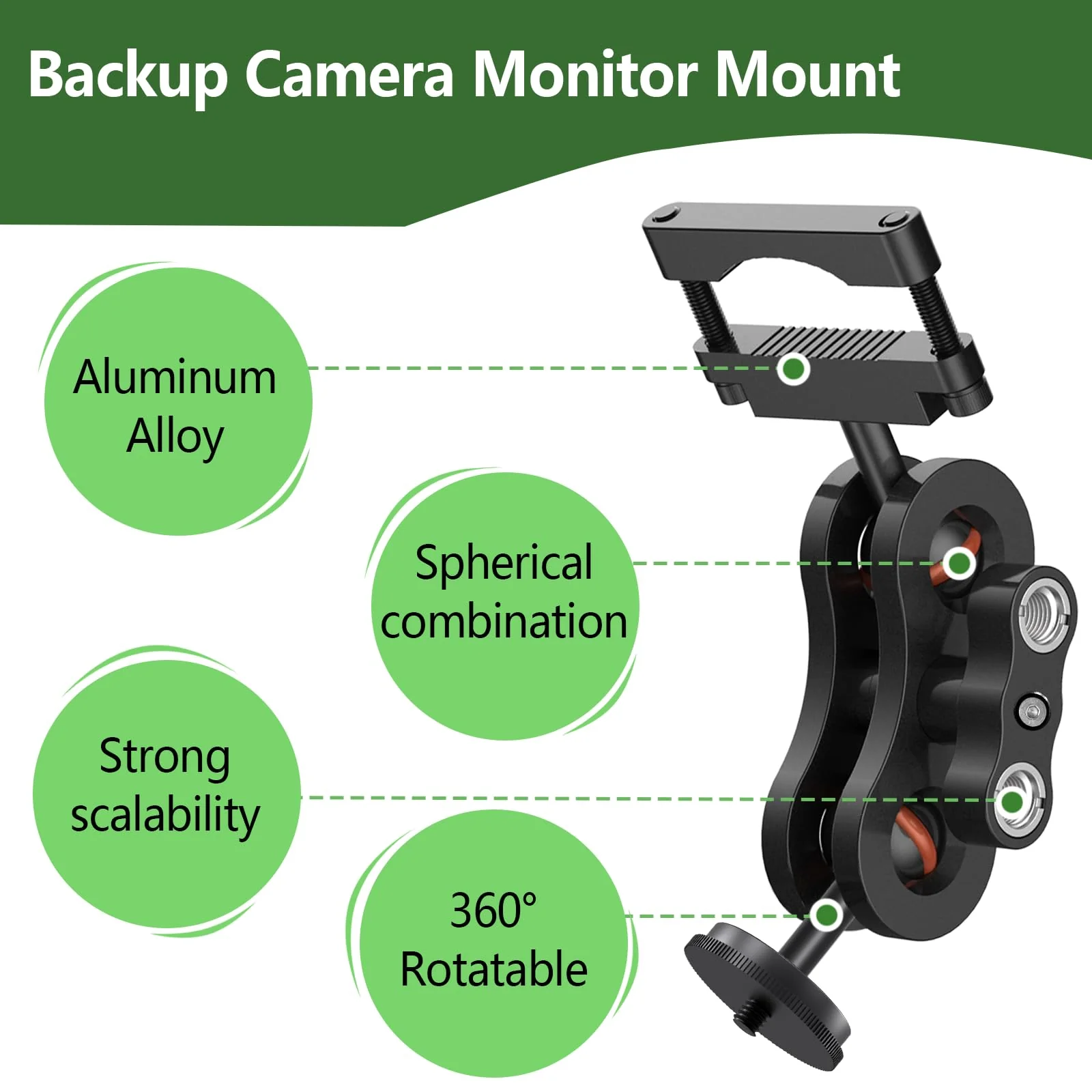 Dash Cam Mount, 1/4 "1/8" Threaded Camera Bracket, Aluminum Rearview Mirror Driving Recorder Mounting Base, Suitable for OldShark Apexcam Chortau ORSKEY Jeemak Ricoh GoPro NIUTA Dash Cam - Image 3